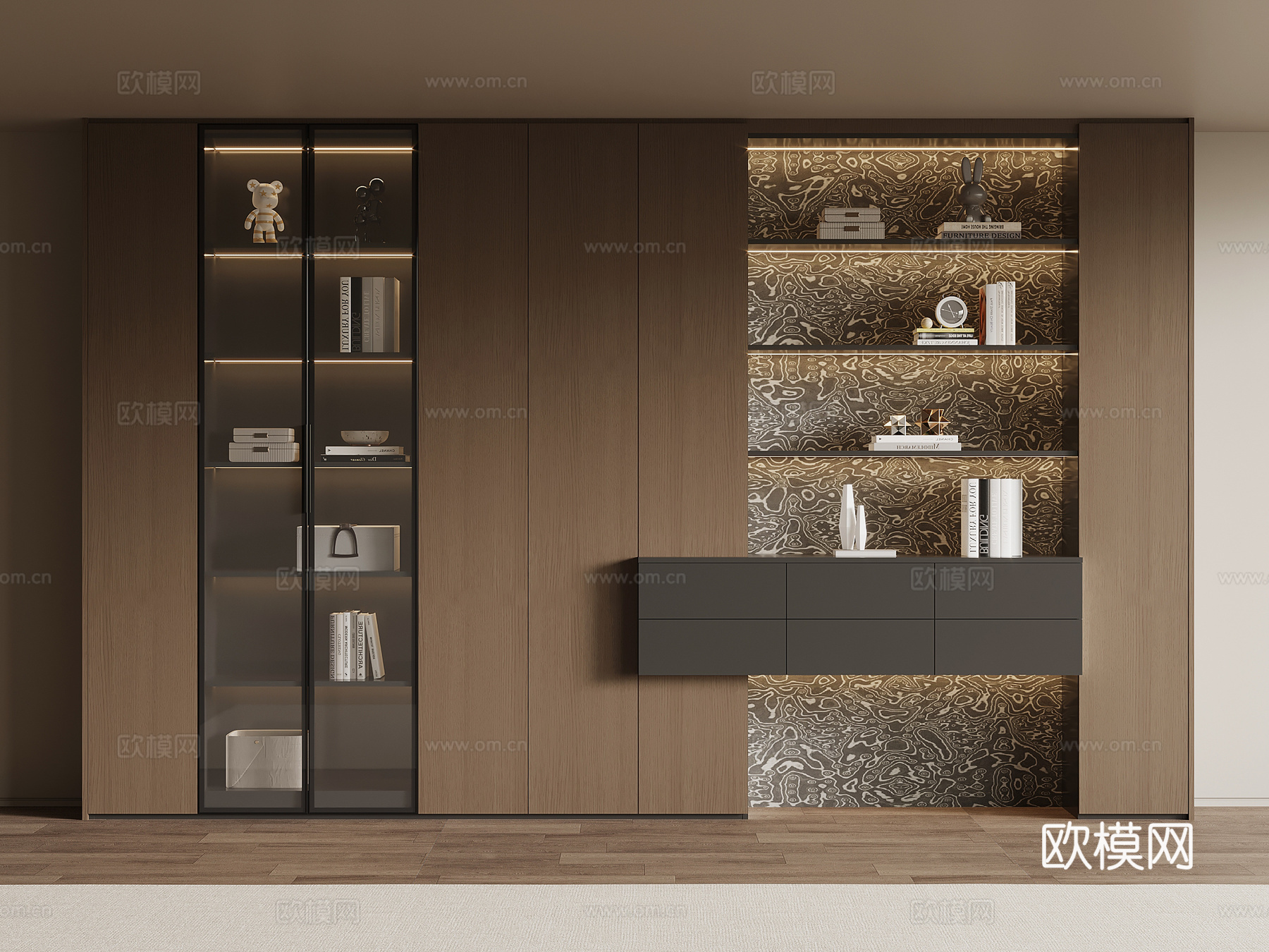 现代简约书柜su模型