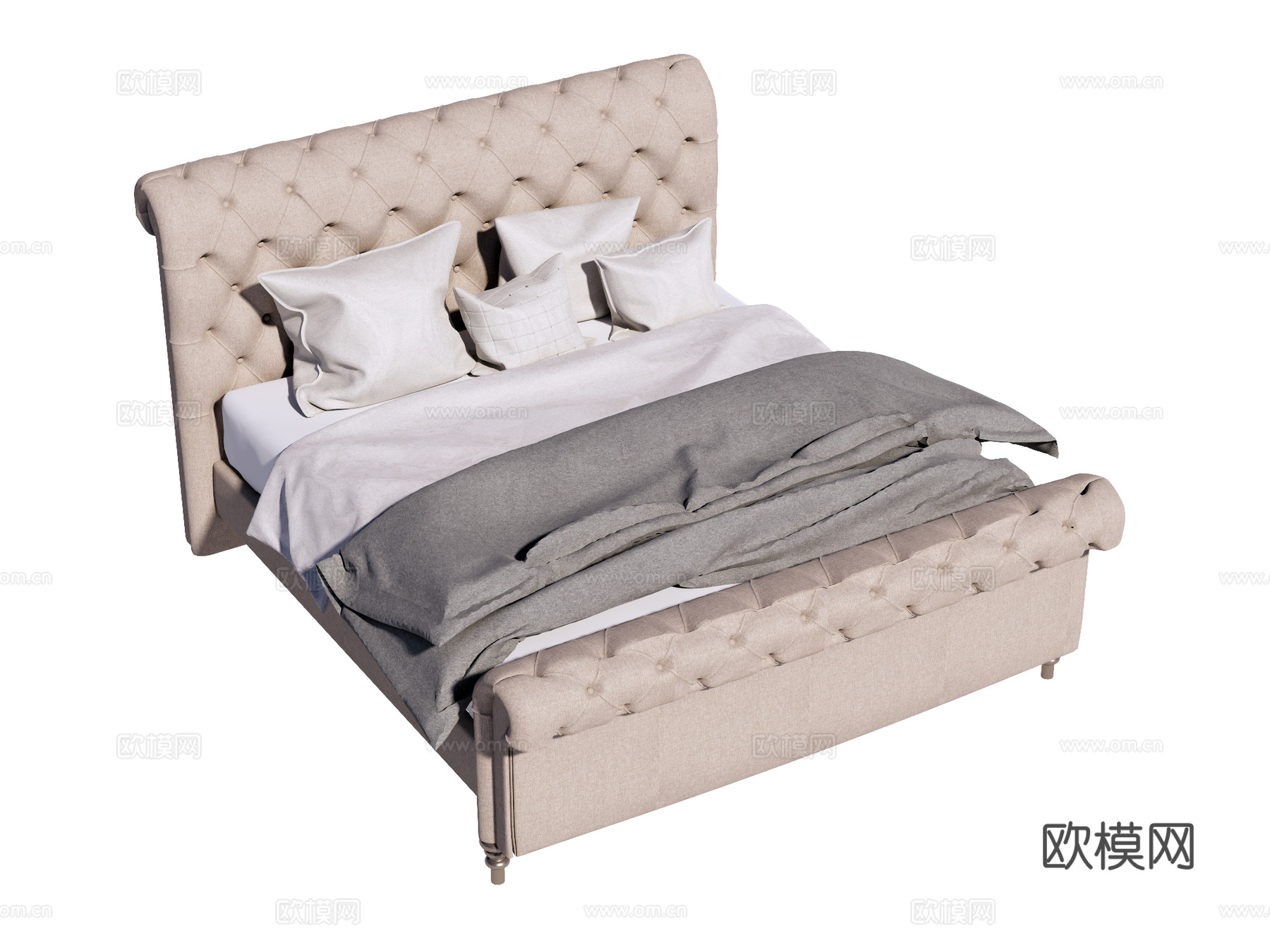 欧式床 双人床su模型
