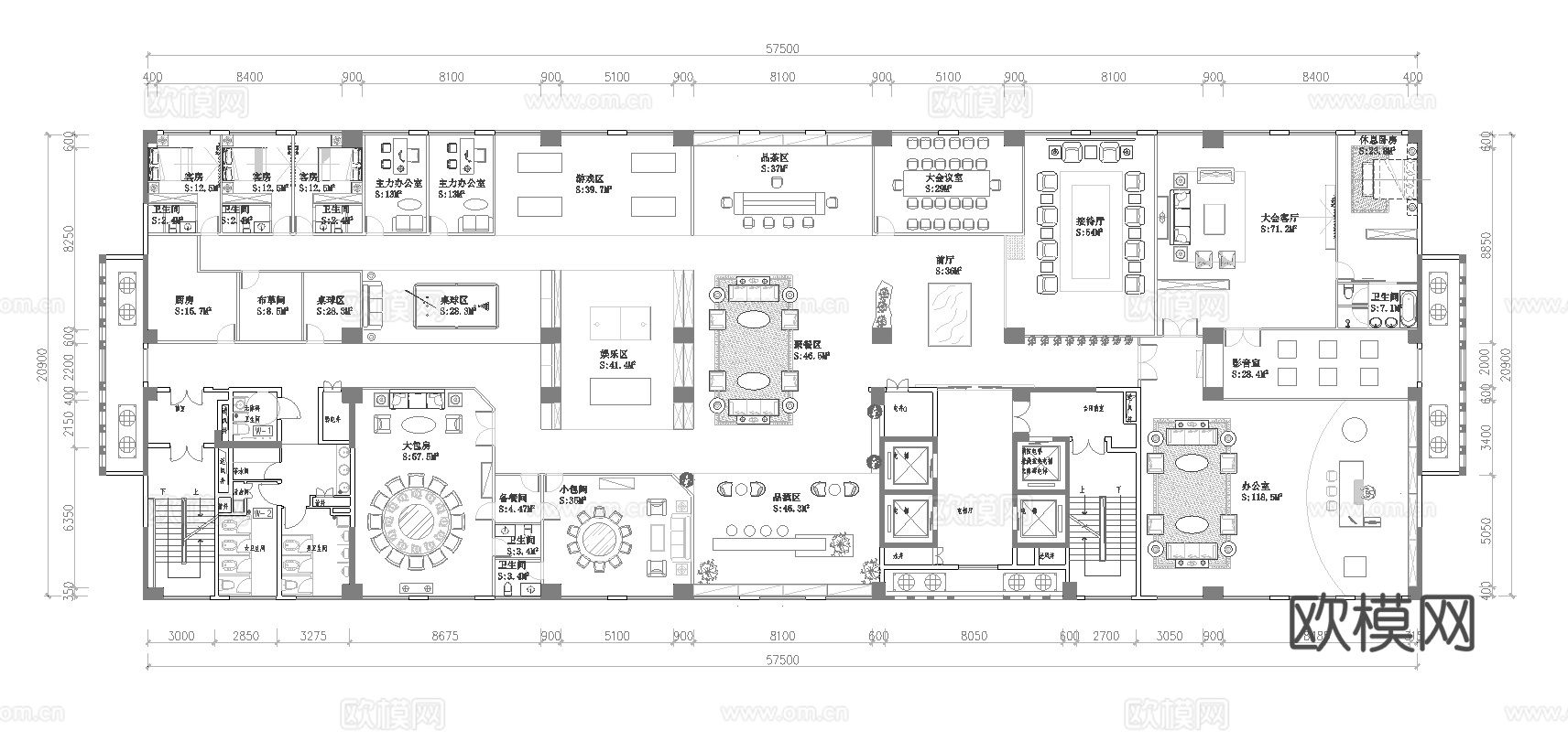 1200平私人休闲会所   最新平面施工图合集cad施工图