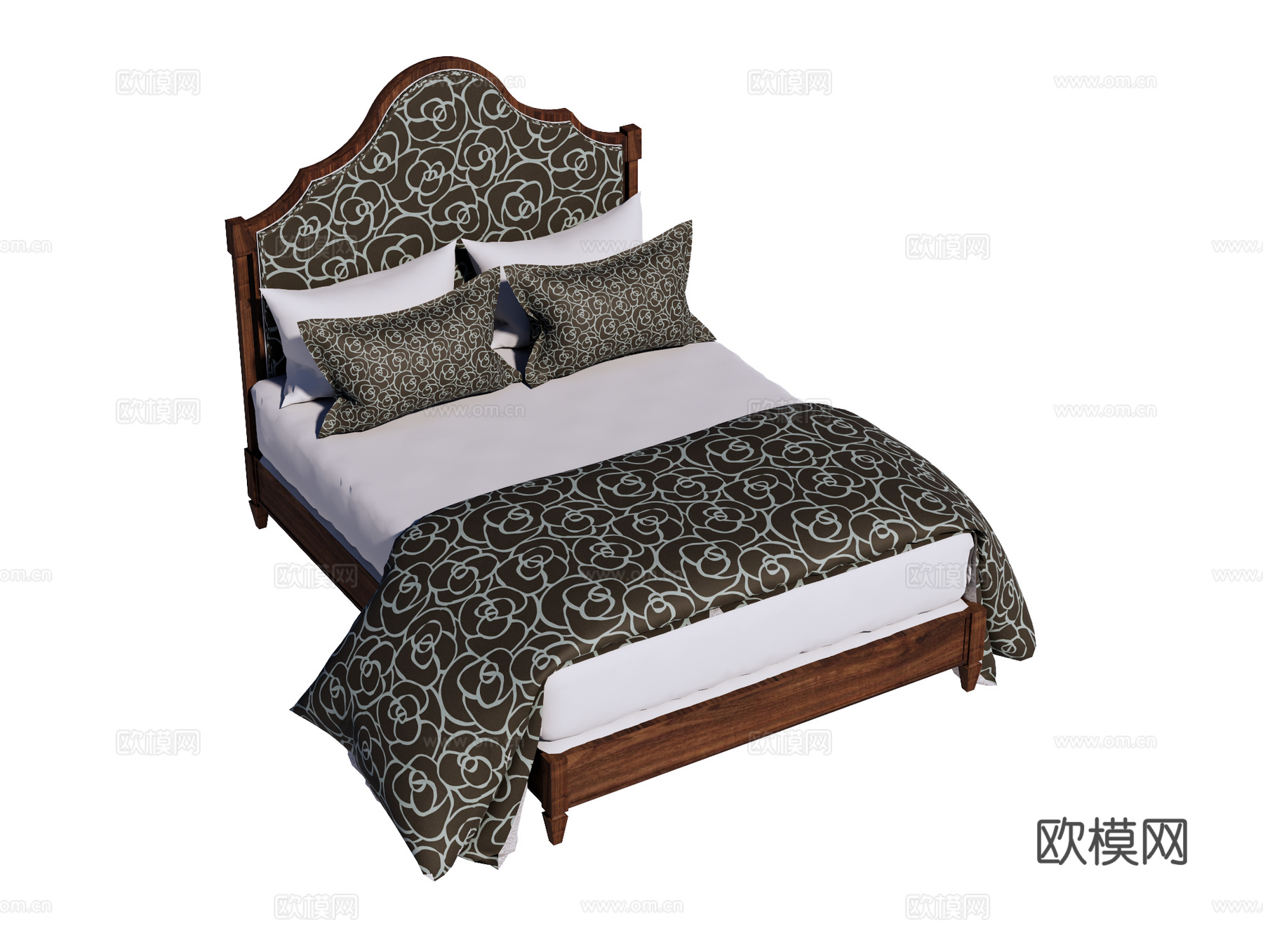 复古欧式床 双人床su模型