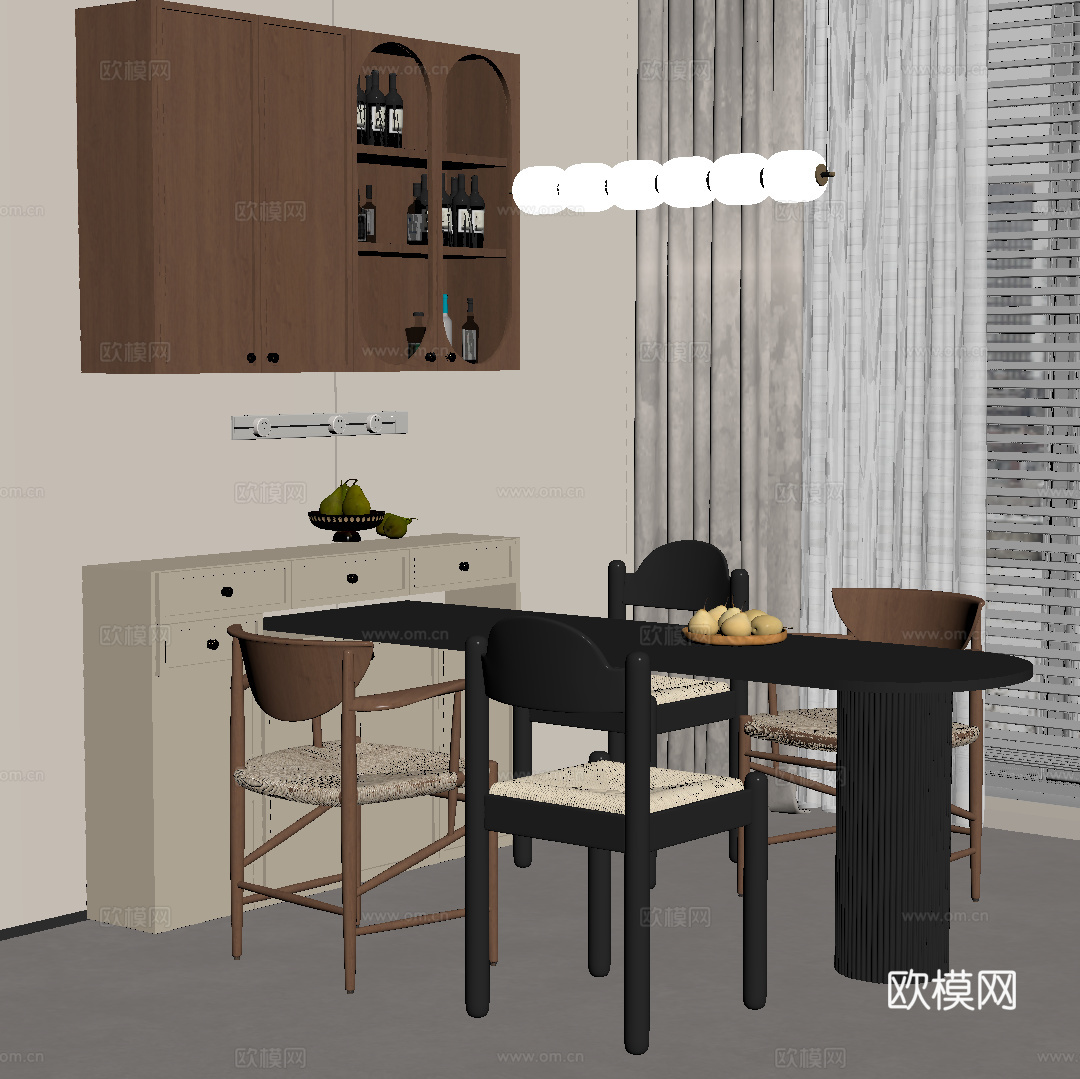 中古餐桌椅 餐边柜 酒柜su模型