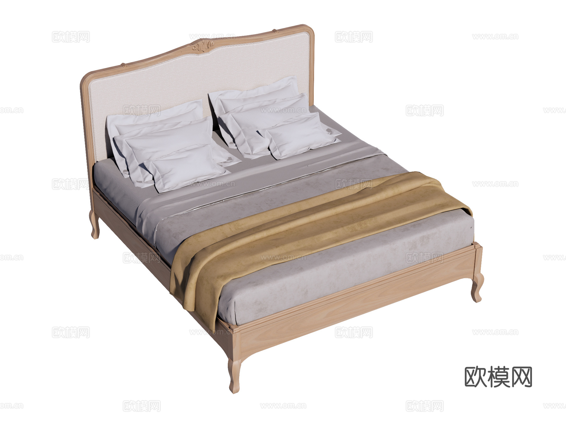 复古欧式床 双人床su模型
