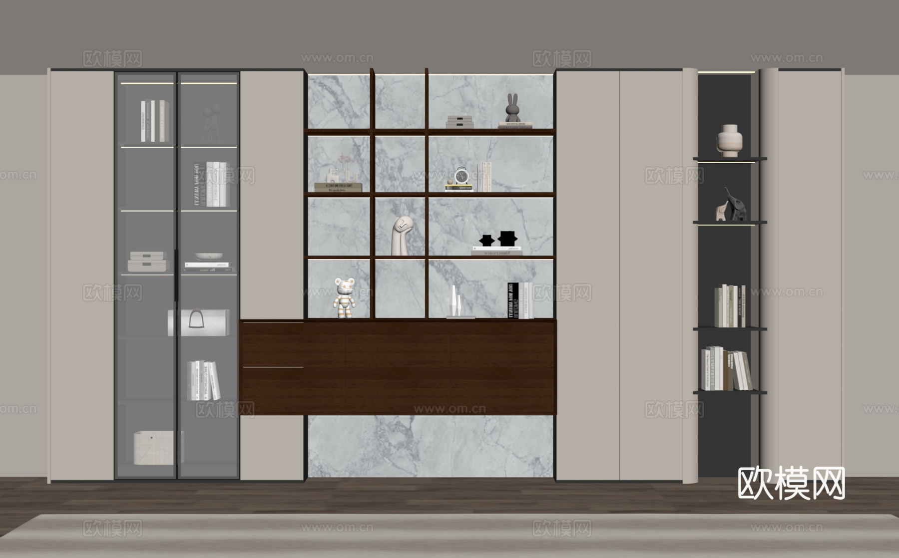 现代简约书柜su模型