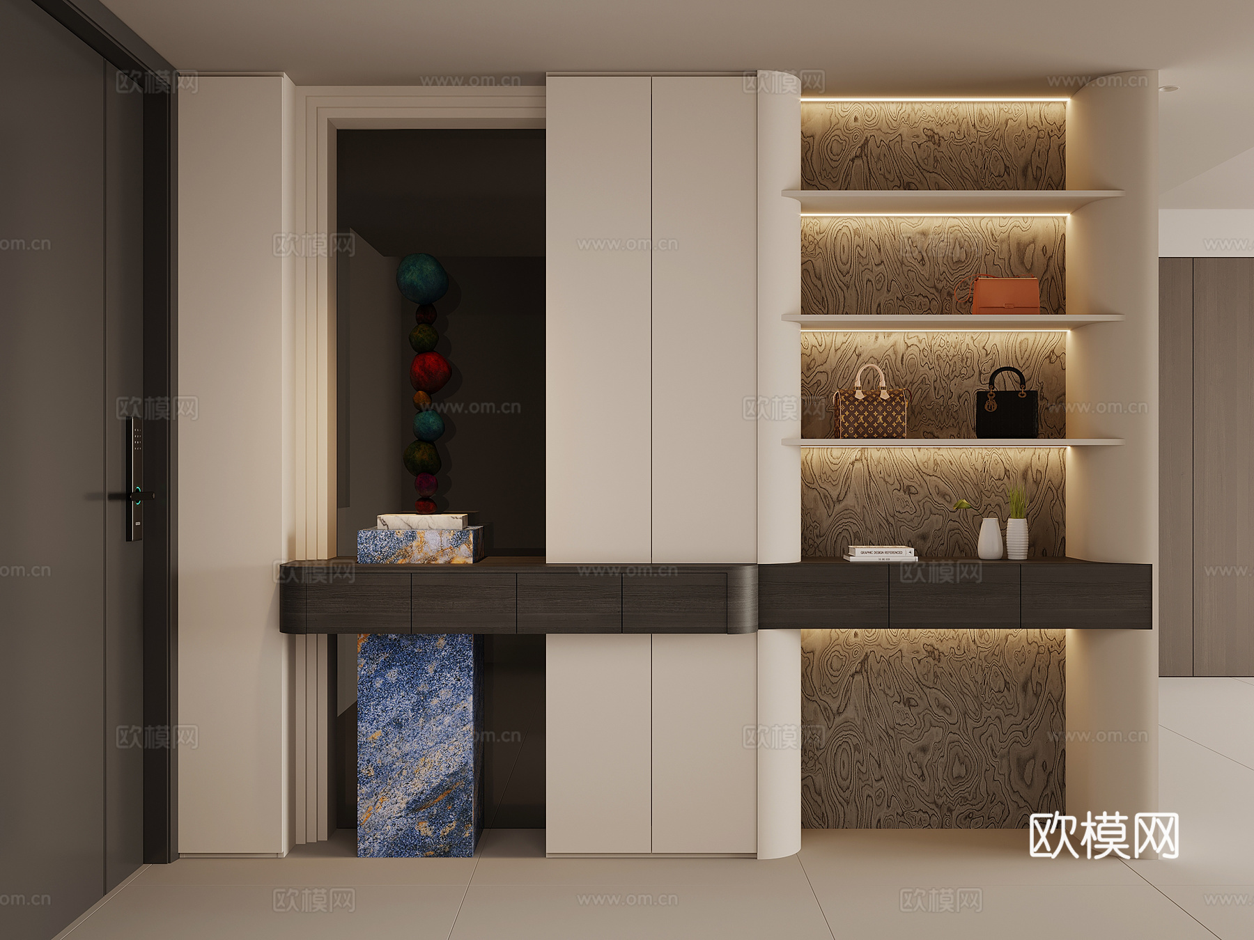 现代意式鞋柜 入户鞋柜su模型