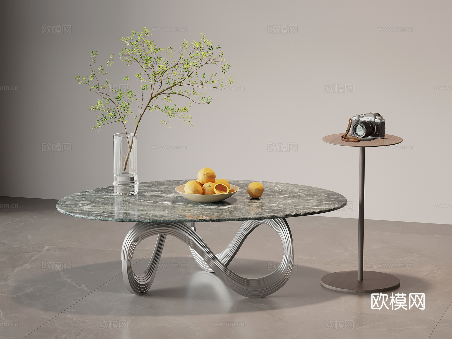 现代意式茶几 大理石茶几su模型