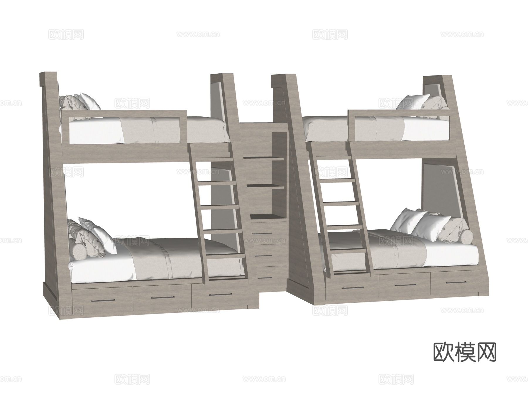 上下床 宿舍床 儿童床su模型