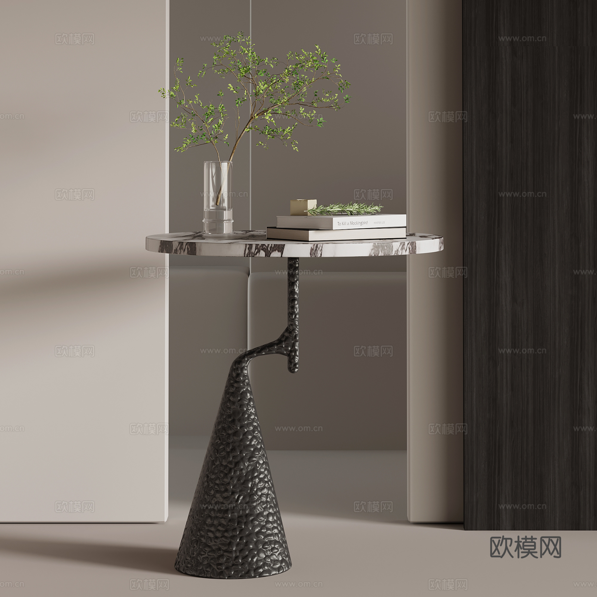 现代边几 大理石边几免费3d模型