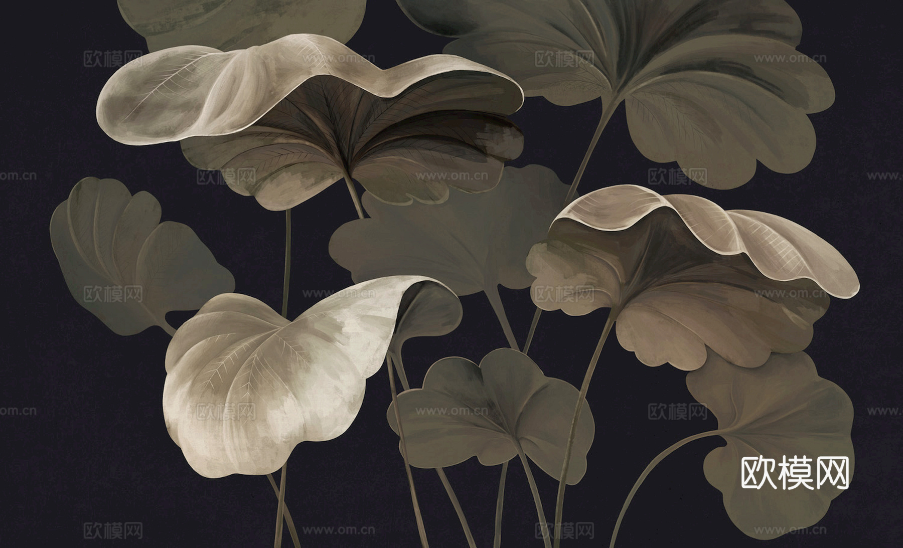 新中式壁纸壁画壁布墙纸墙布云海山水字画花鸟仙鹤荷花花鸟建筑背下载