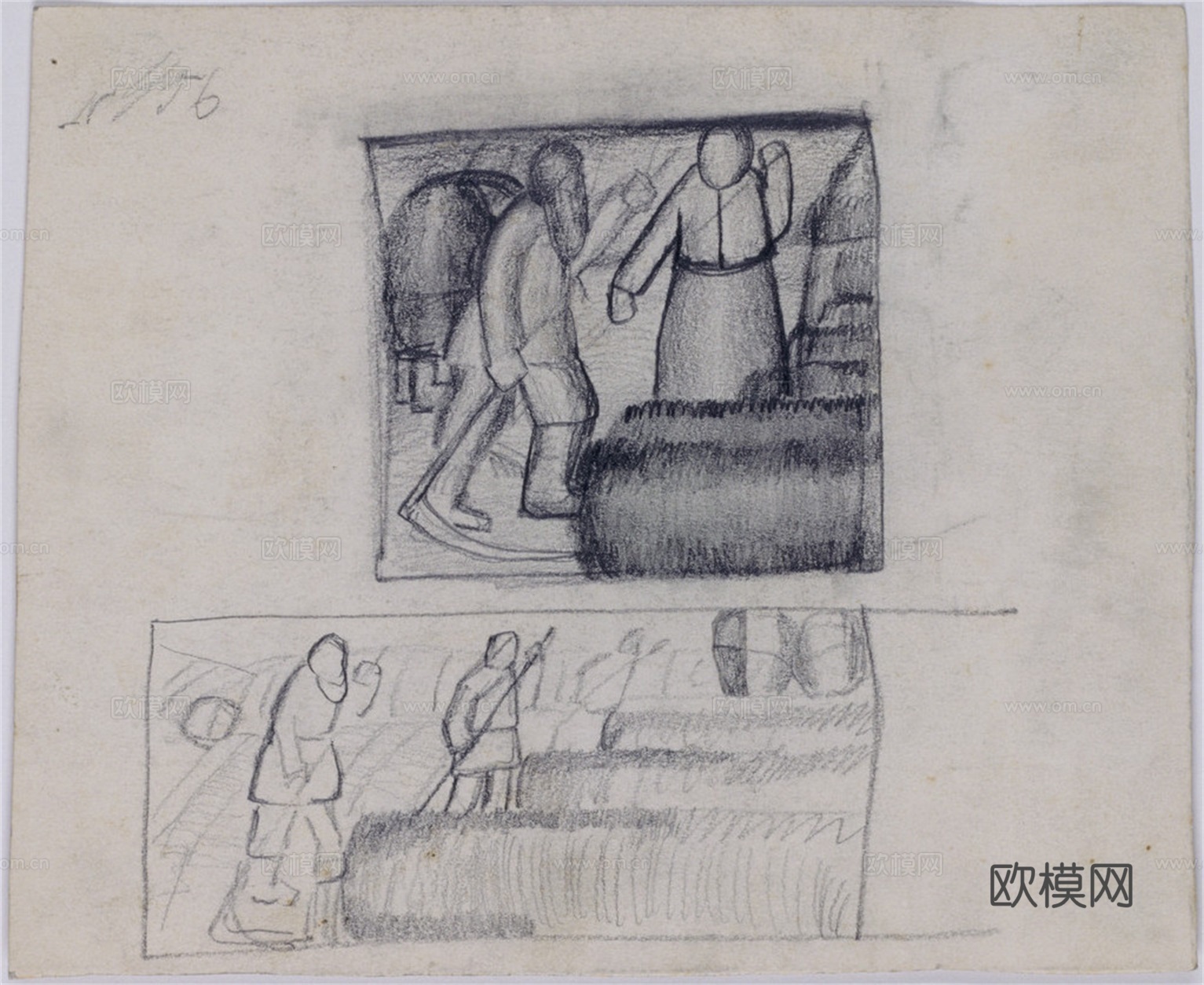 马列维奇抽象画，几何抽象装饰画119