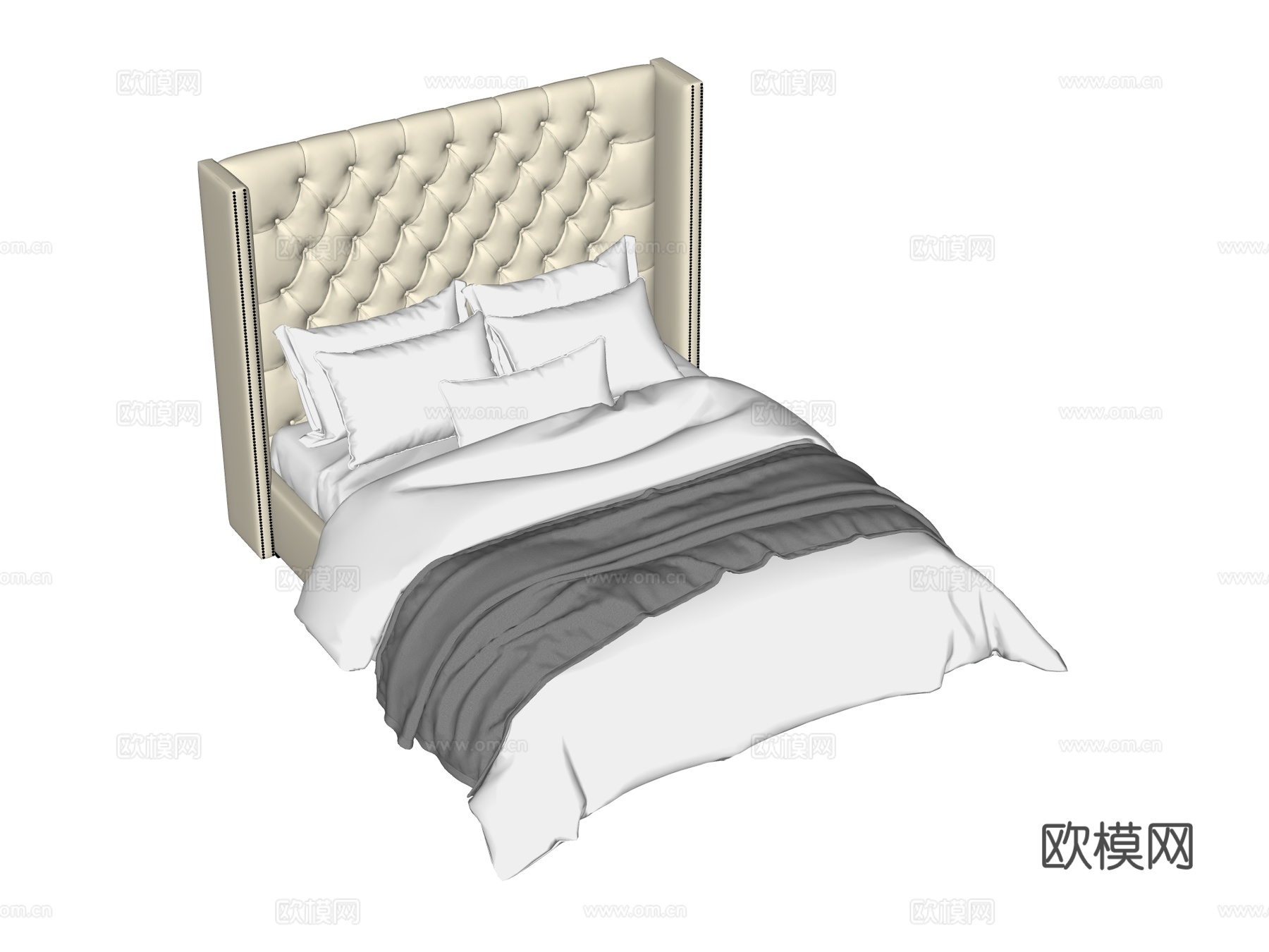 欧式床 双人床su模型