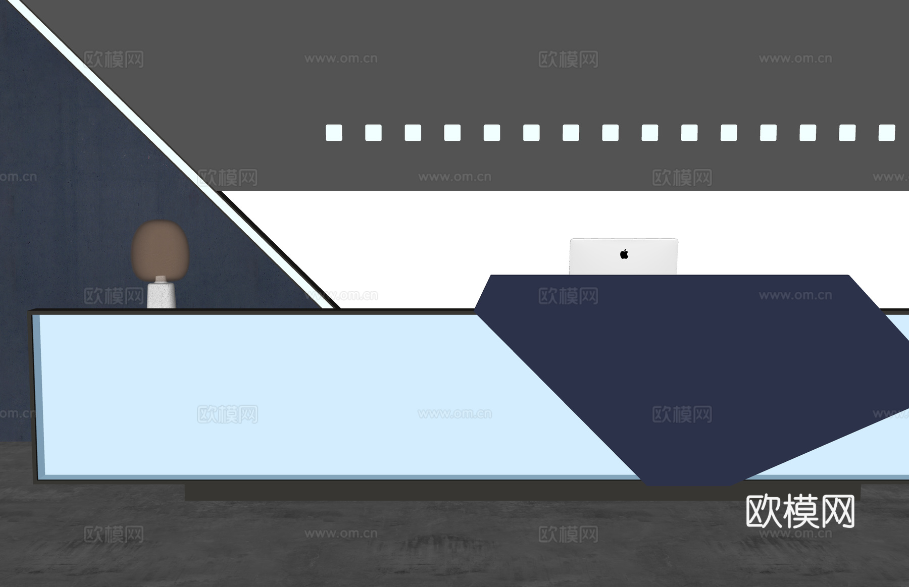 工位 大厅 前台 接待su模型