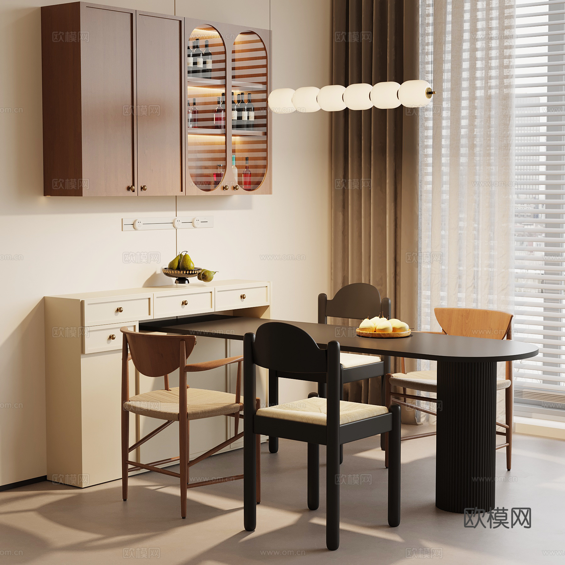 中古餐桌椅 餐边柜 酒柜su模型
