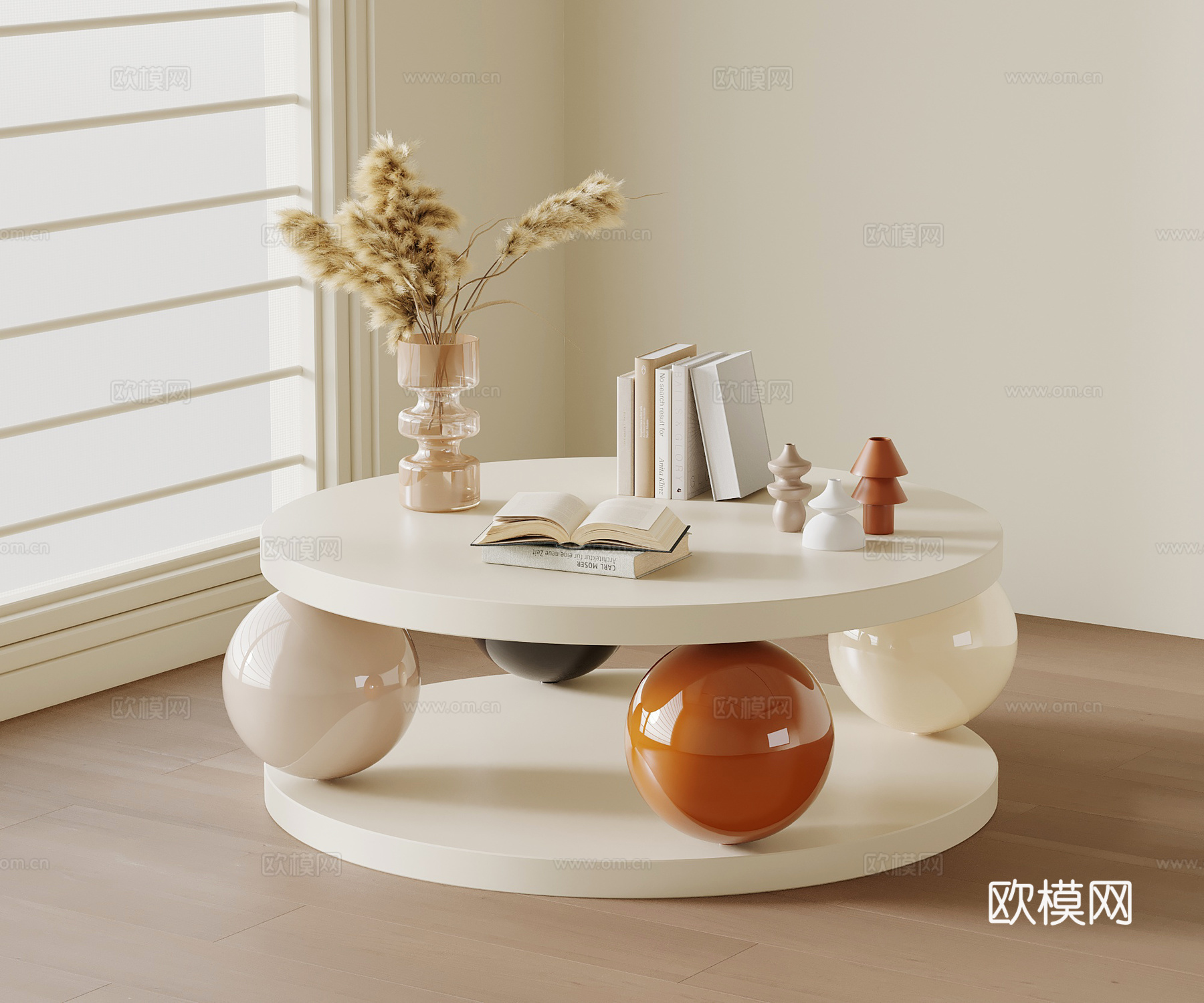 现代极简茶几 彩色圆形茶几免费3d模型