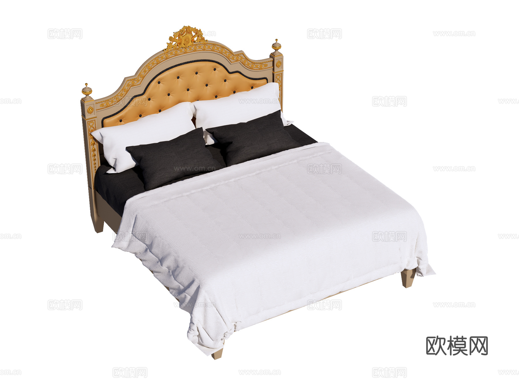 复古欧式床 双人床su模型