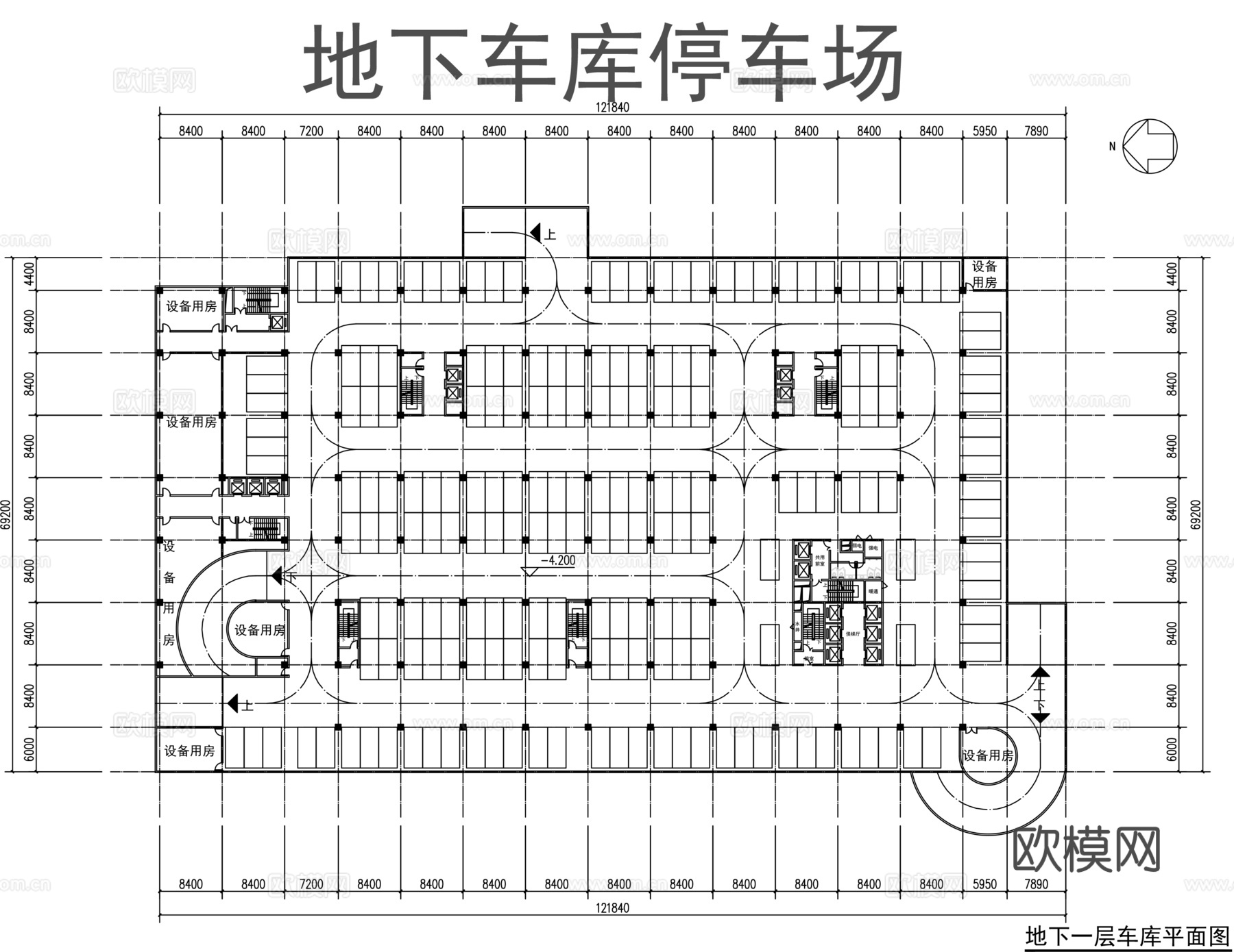 地下车库停车场cad施工图