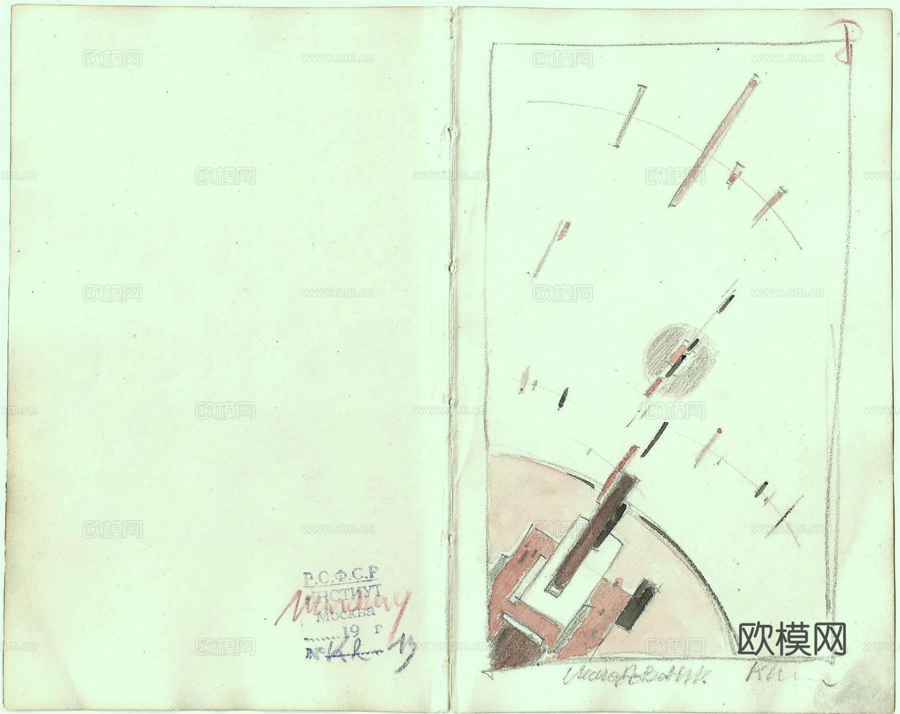 马列维奇抽象画，几何抽象装饰画95