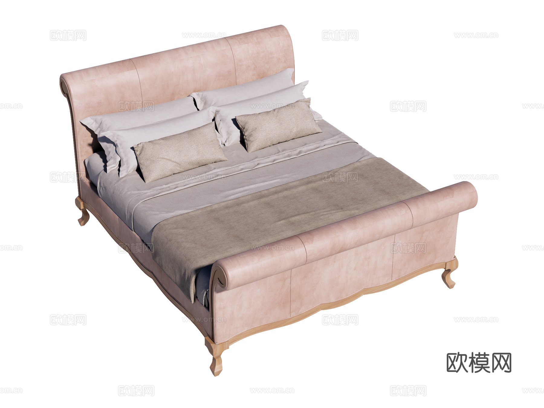 复古欧式床 双人床su模型