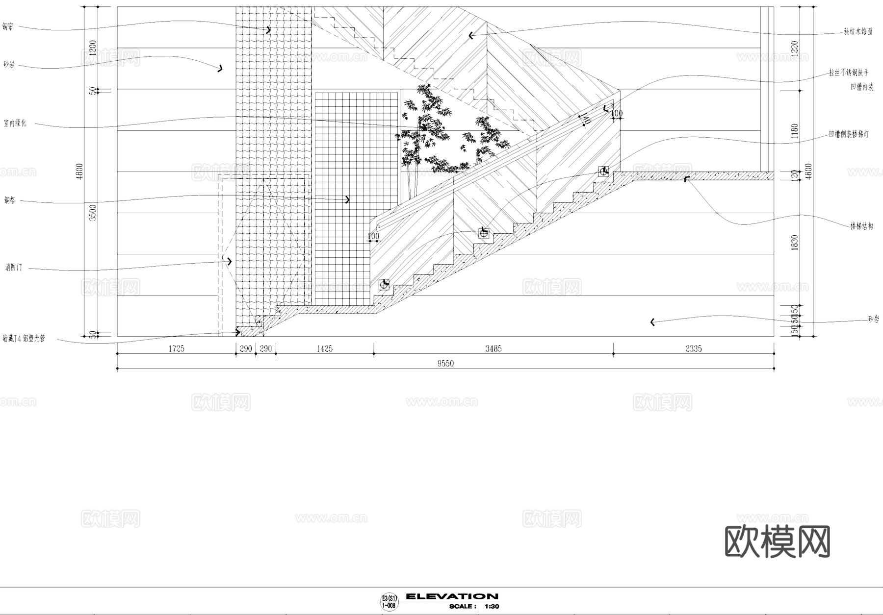 餐厅饭店入口大堂大厅室内工装CAD施工图cad施工图