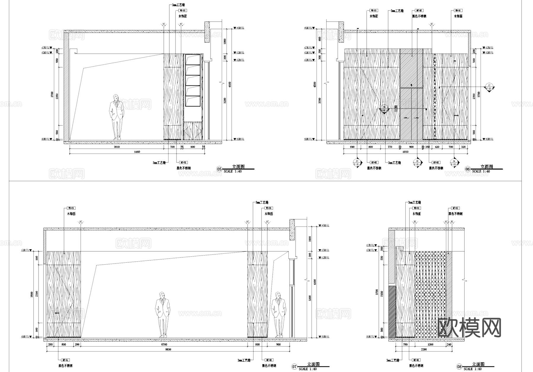 岳轩酒店一层大堂公区室内工装CAD施工图cad施工图