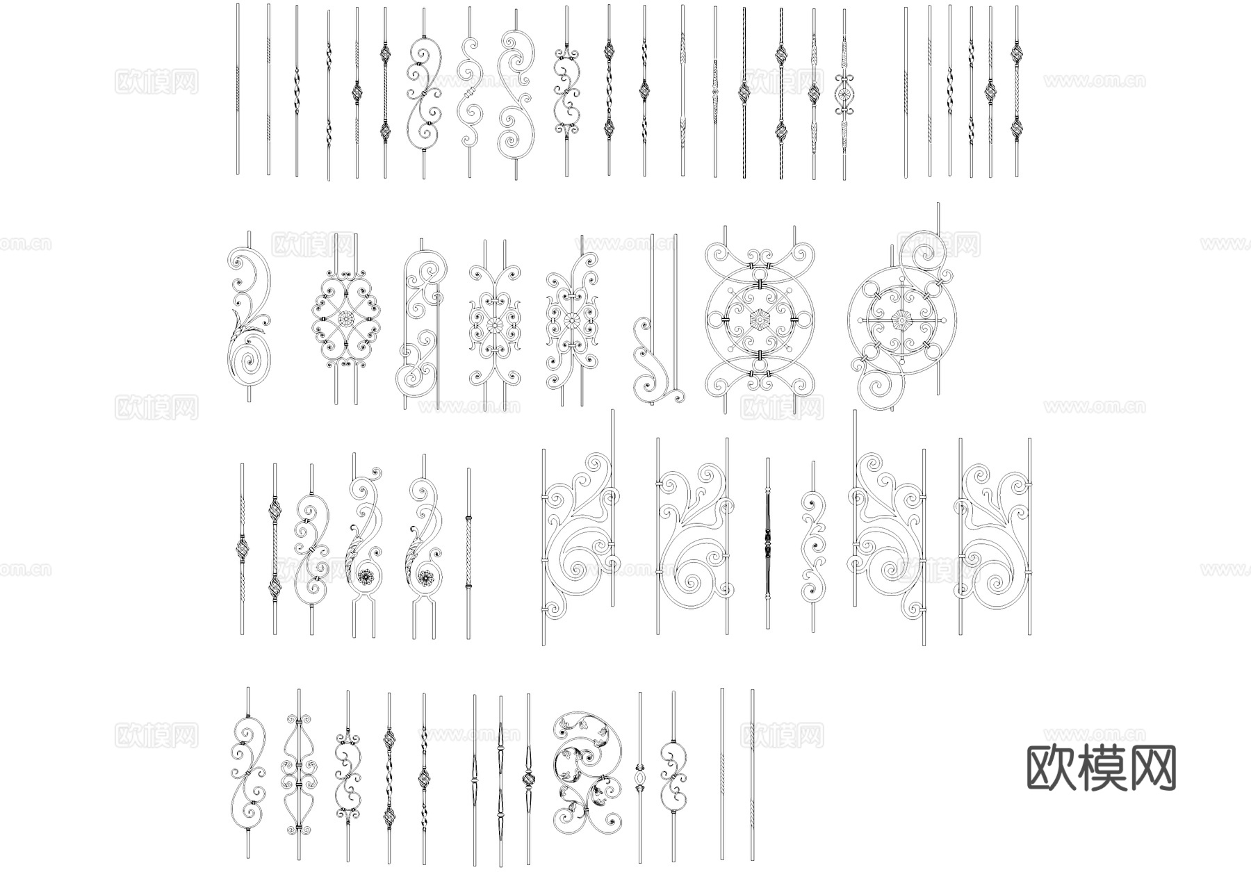 楼梯铁艺杆CAD图块图库cad施工图