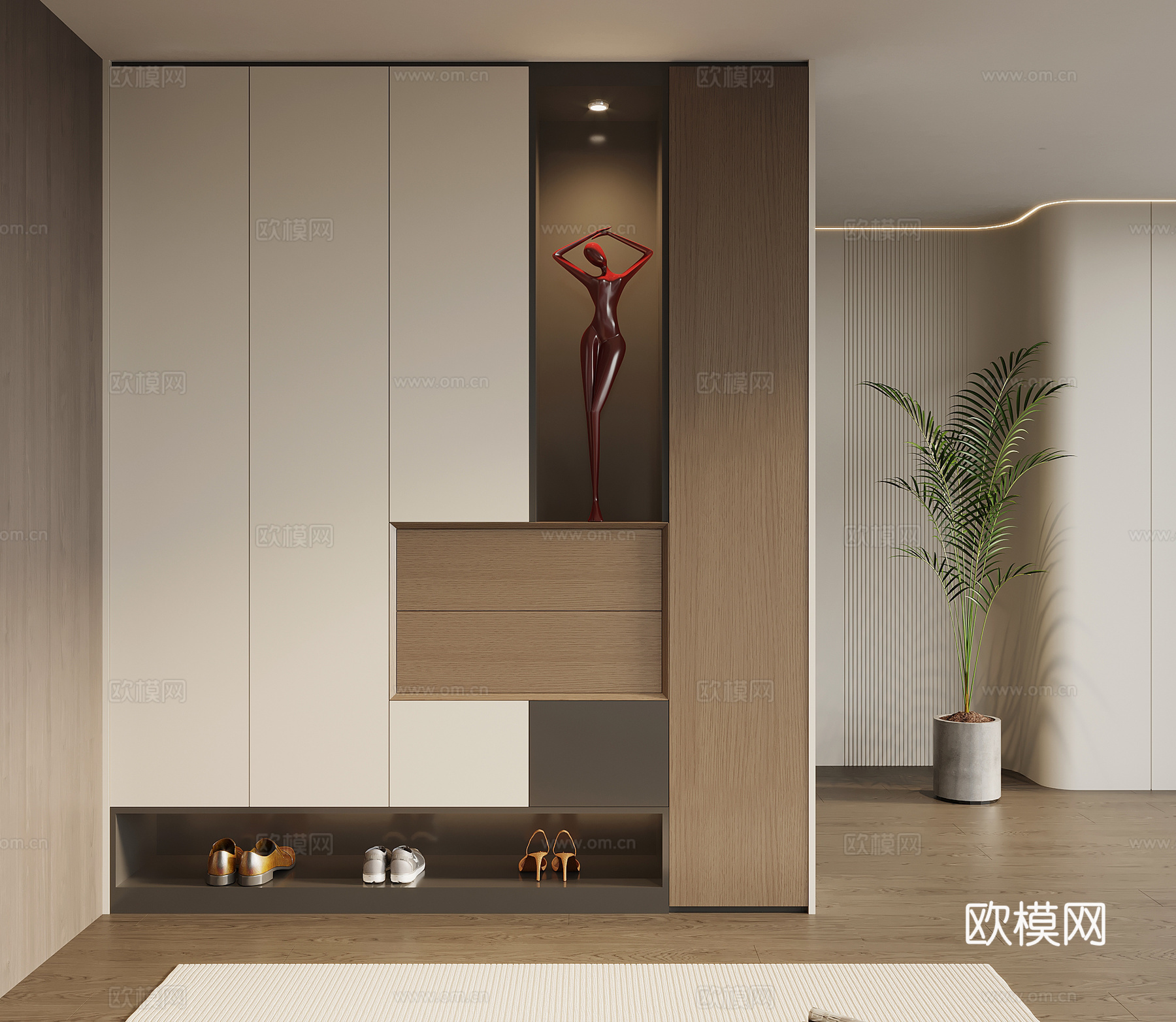 现代意式玄关柜 鞋柜su模型