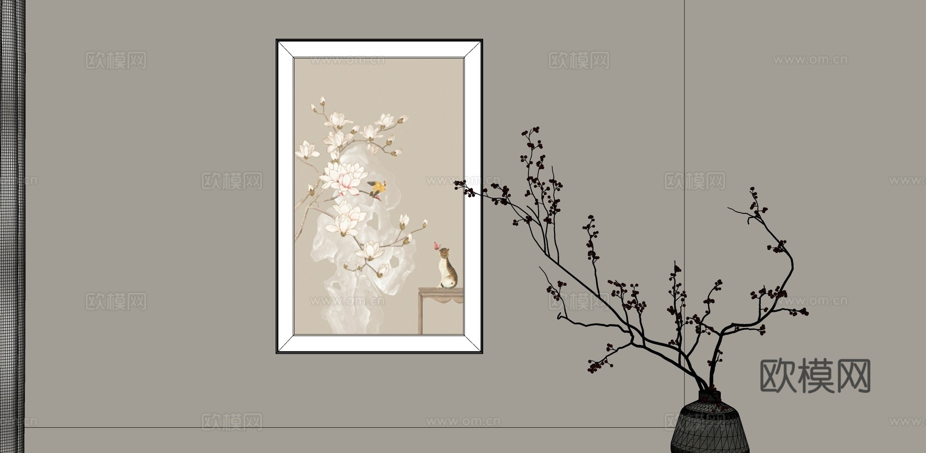 新中式挂画su模型