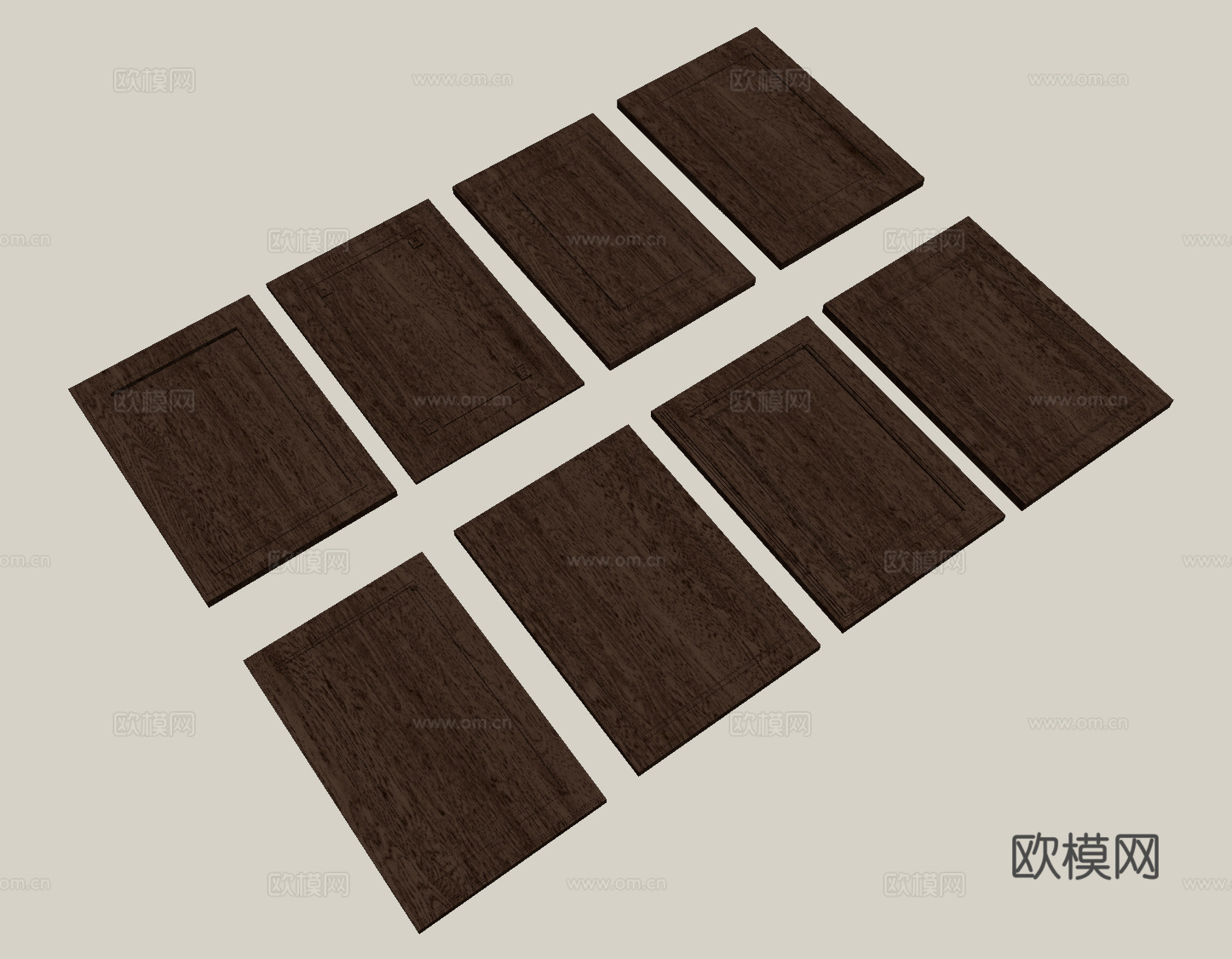 新中式柜门 门板su模型