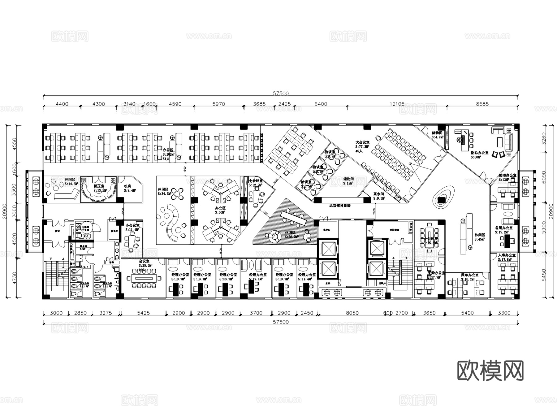 办公室室内工装平面布局CAD施工图集 10套cad施工图