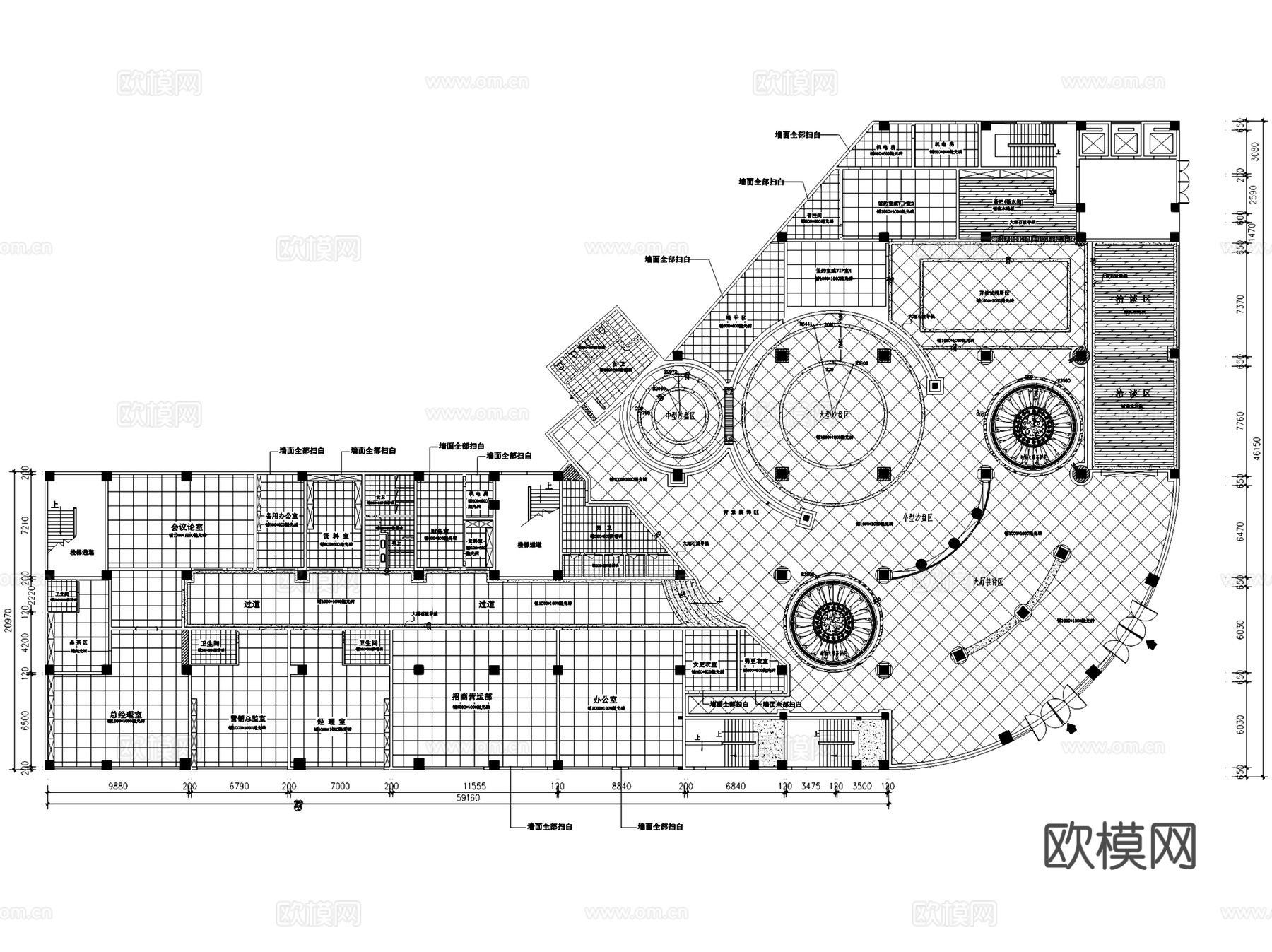 平潭西航集团售楼处室内工装CAD施工图整套cad施工图