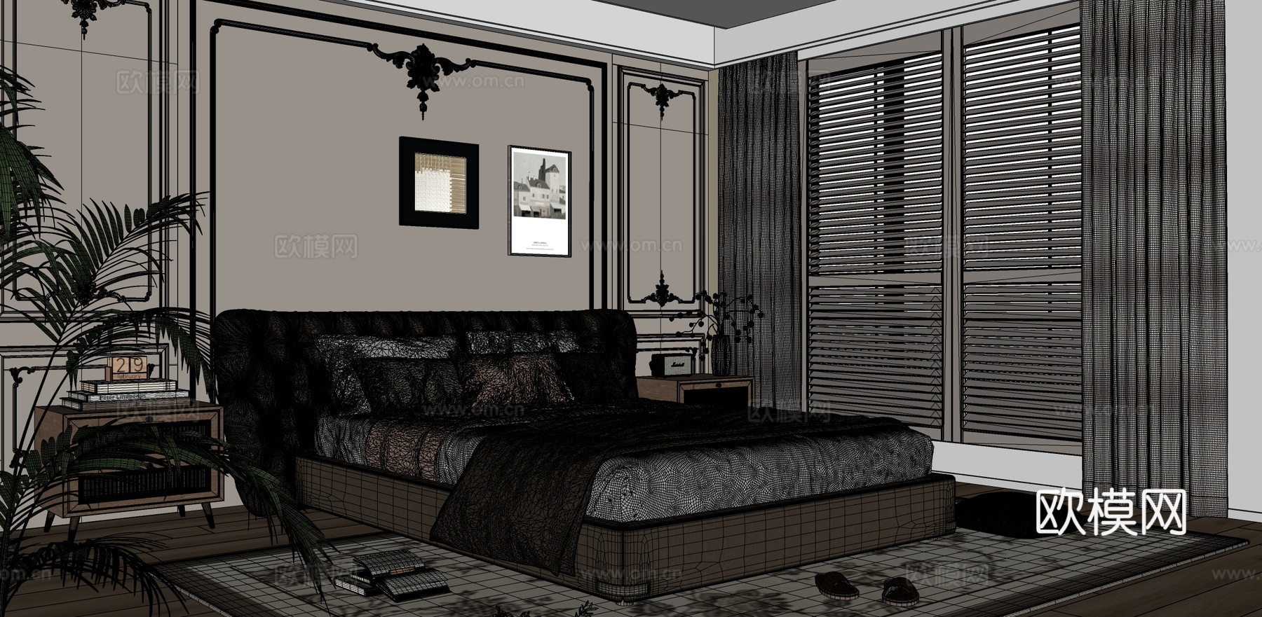 法式卧室简欧卧室su模型