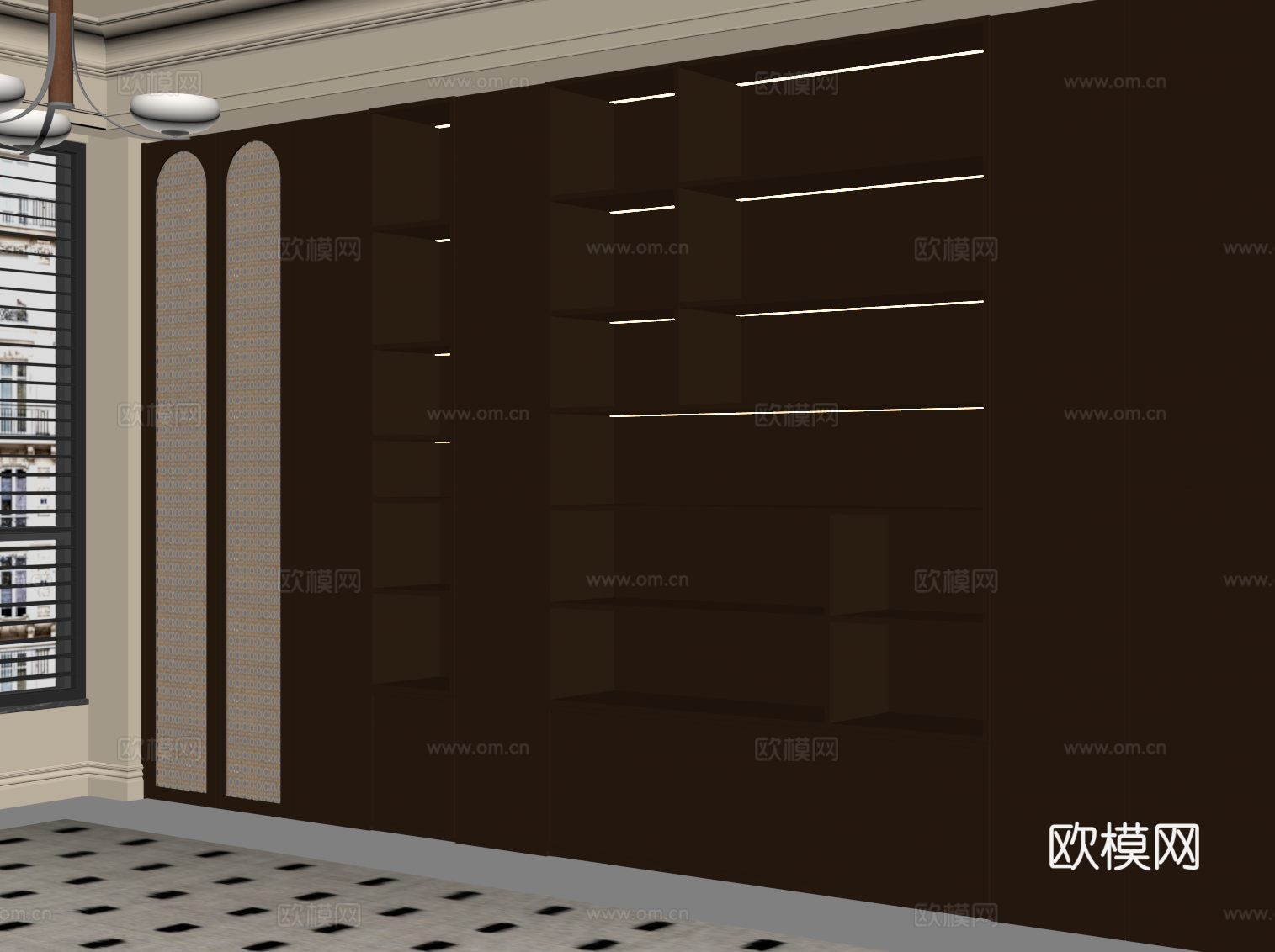 中古风书柜su模型