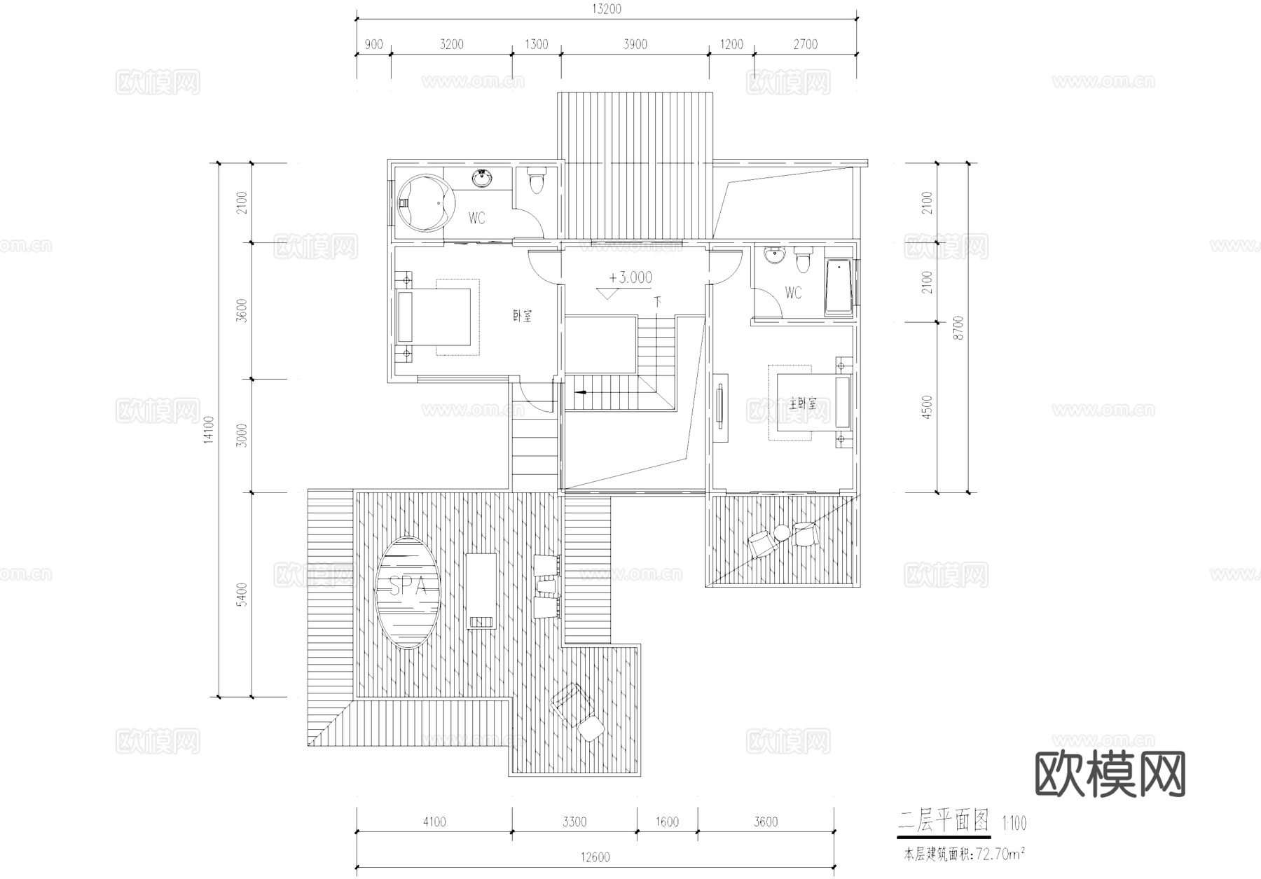 二层独立别墅建筑平面CAD施工图cad施工图