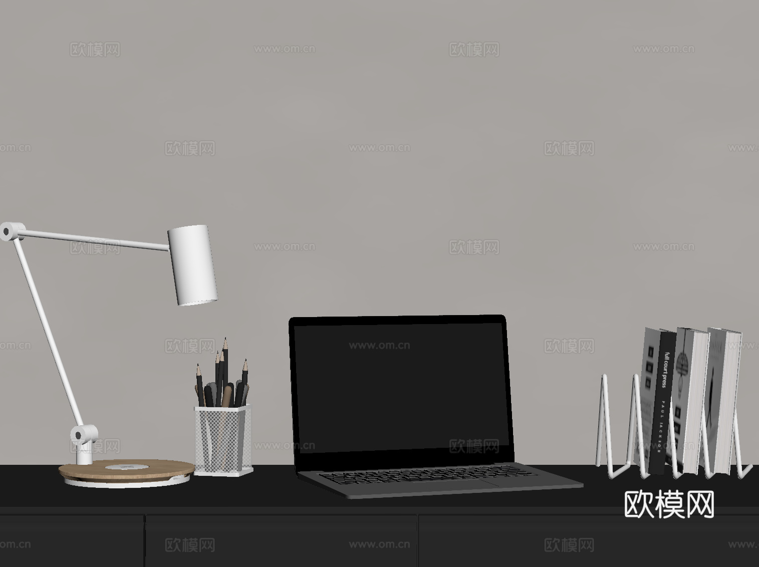 现代摆件 书桌摆件 台灯 电脑su模型