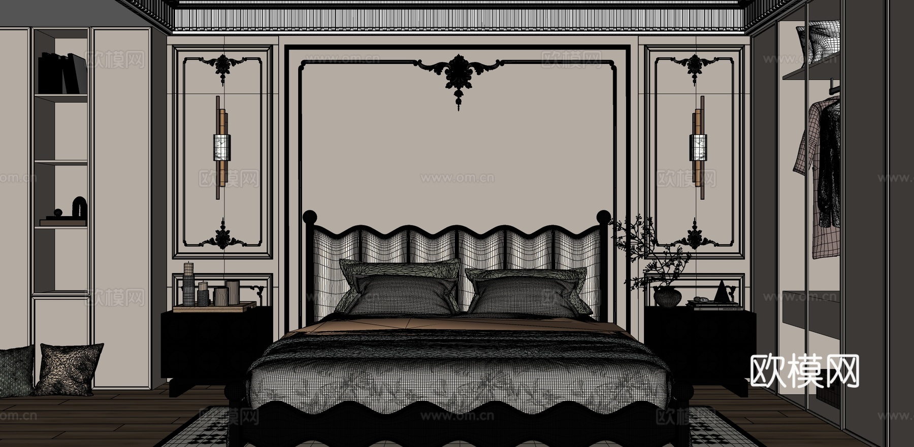 法式卧室简欧卧室su模型