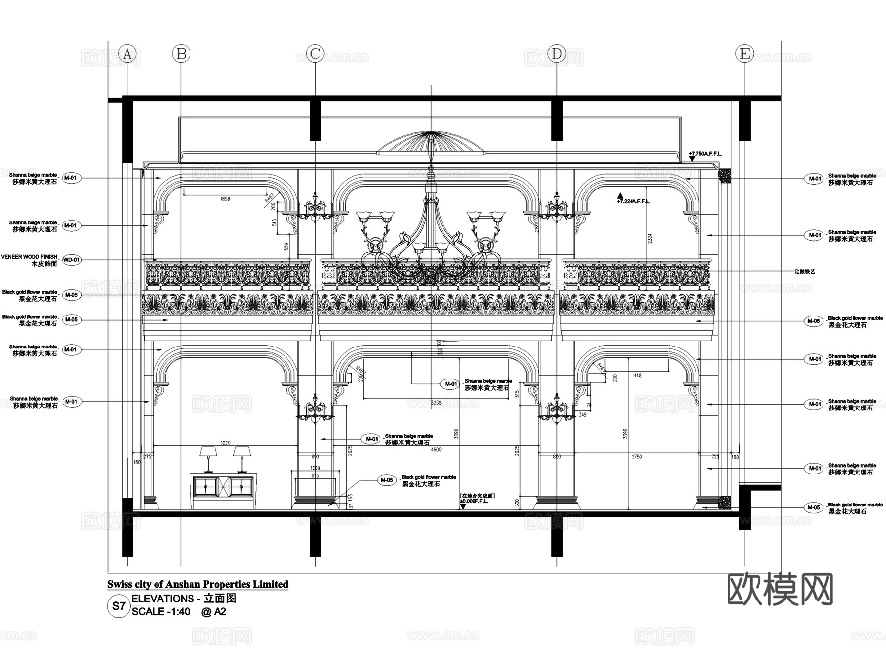 乐清市瑞城御园售楼处室内工装CAD施工图cad施工图
