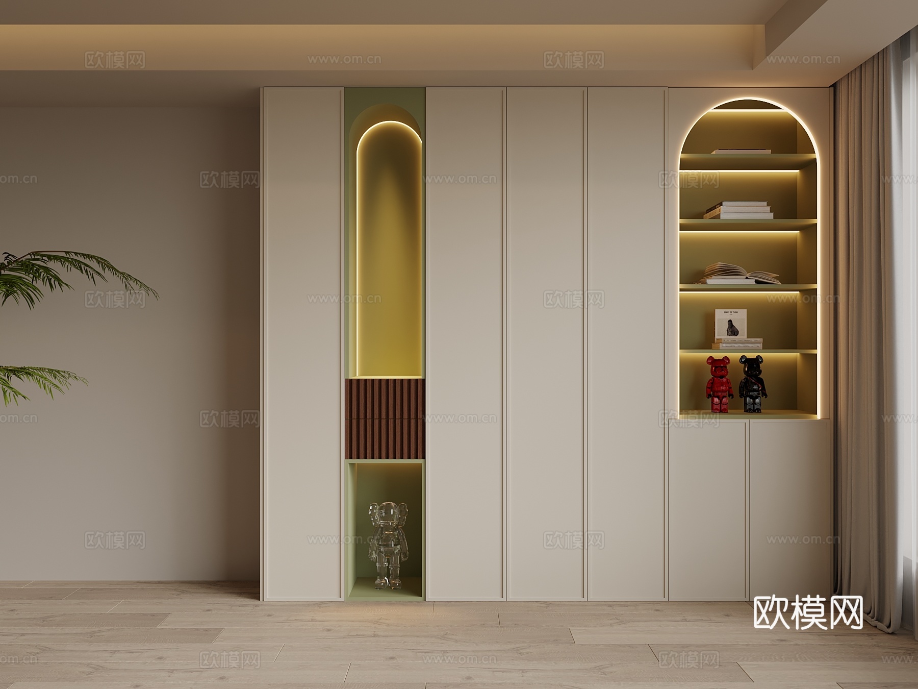 法式奶油风置物柜su模型