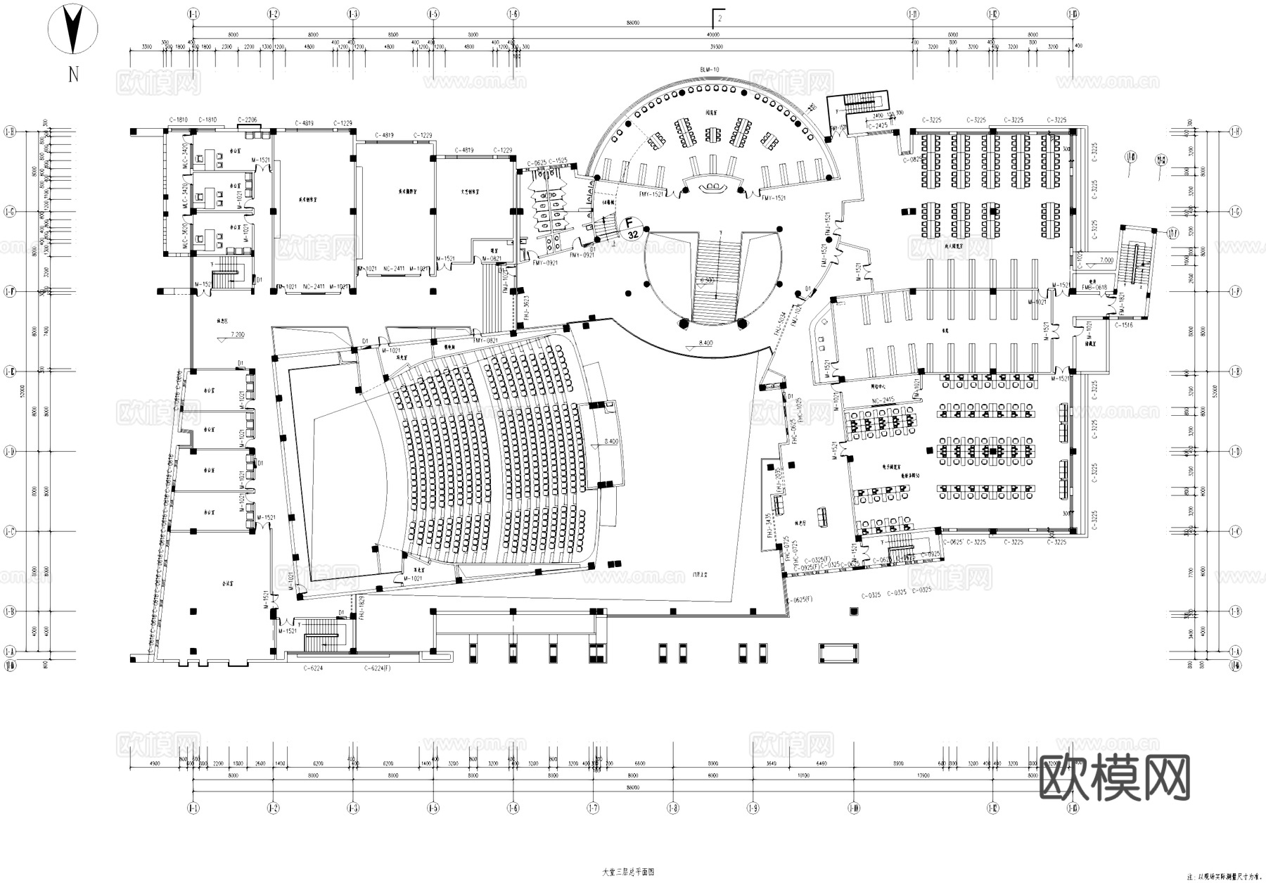 弓长岭图书馆档案馆室内工装CAD施工图cad施工图