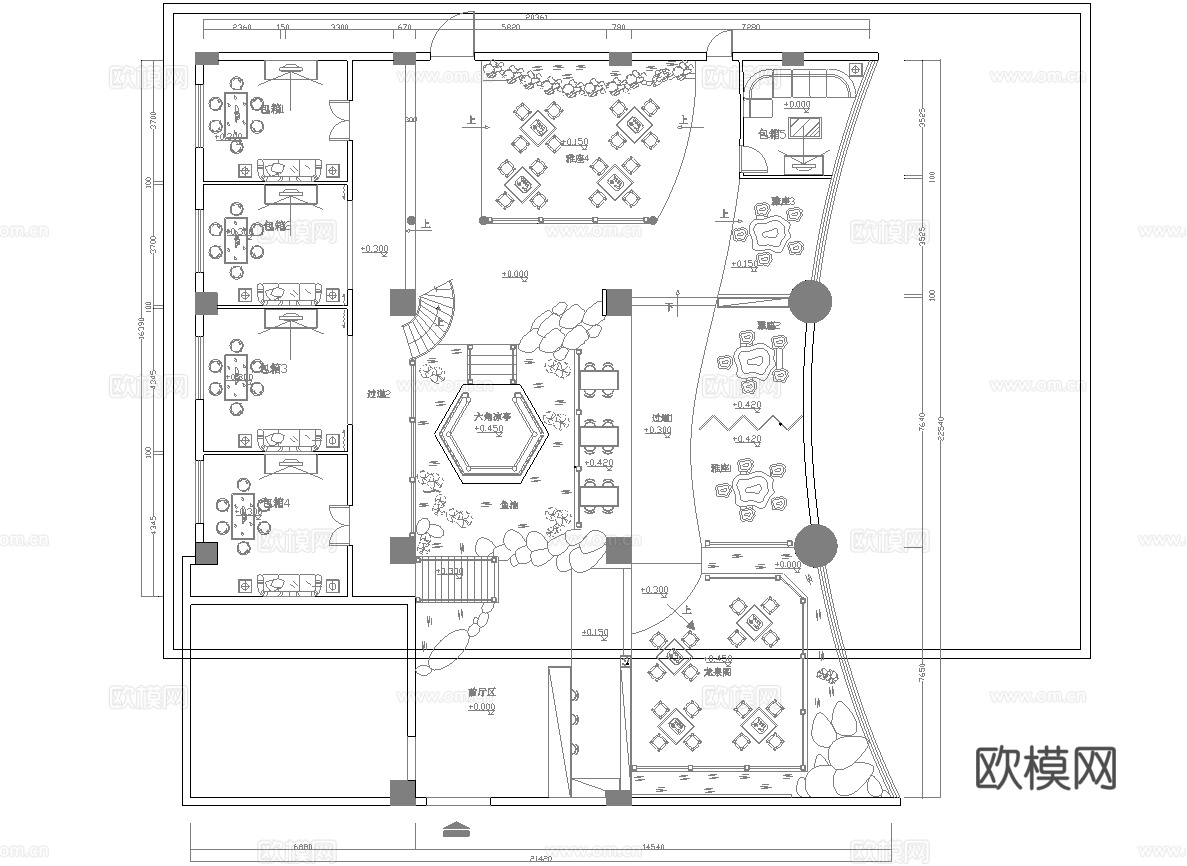 茶楼 茶馆  最新平面施工图合集cad施工图