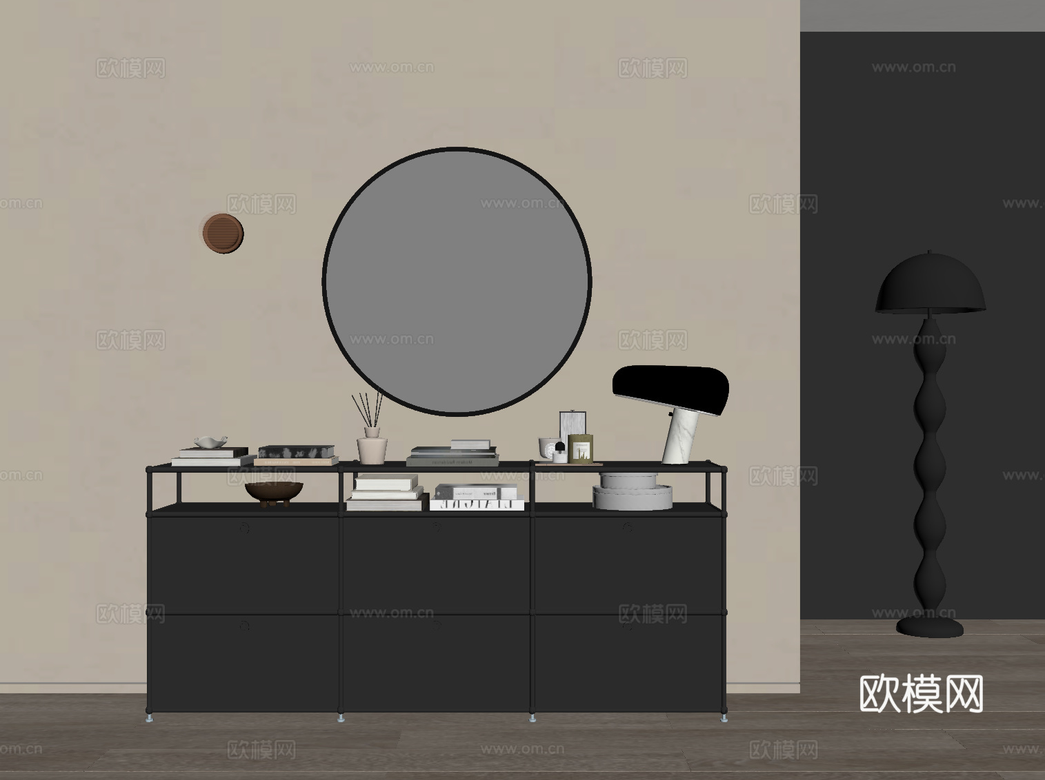 现代玄关柜 置物架 装饰架su模型