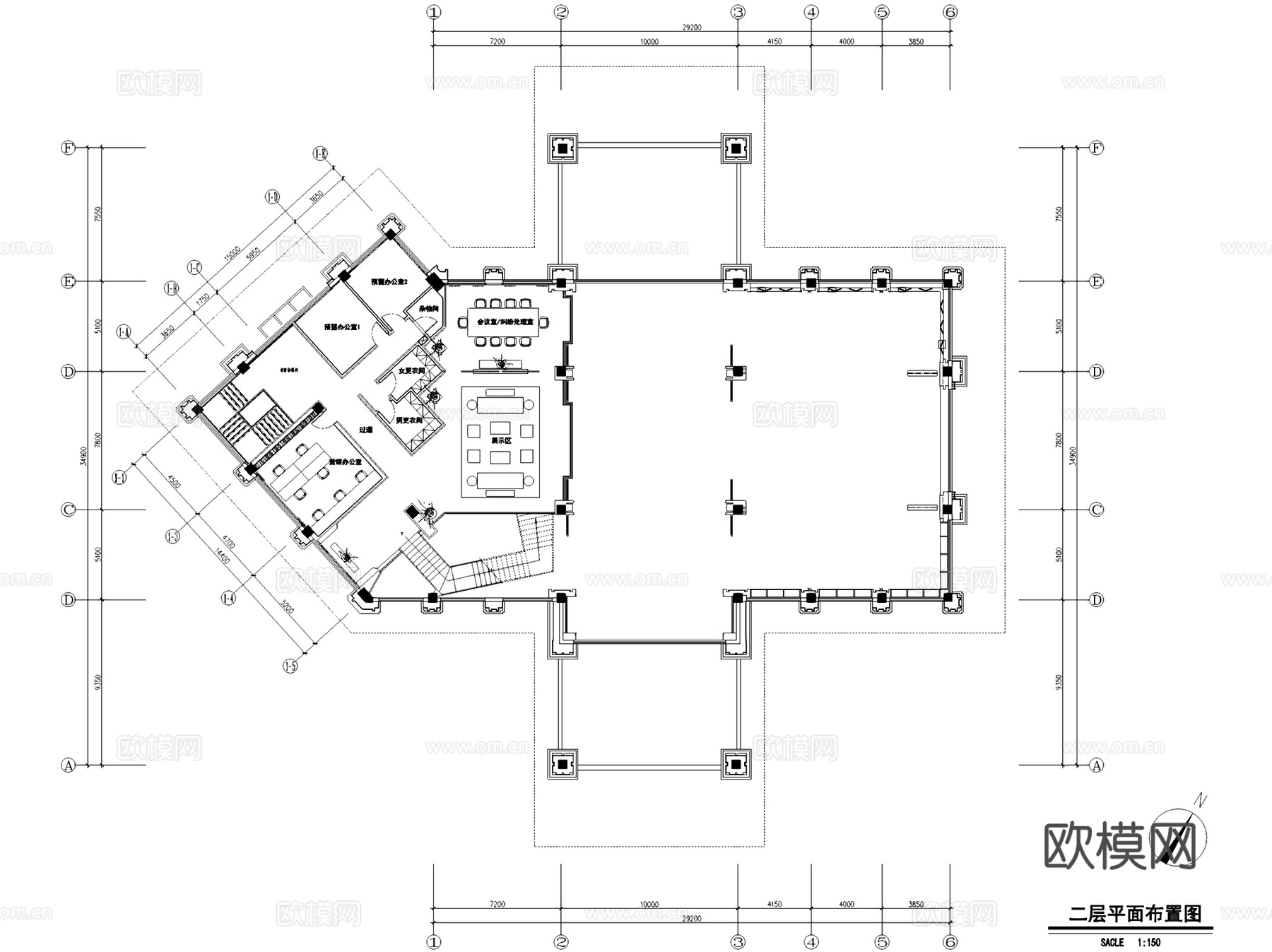 成都中洲锦城湖岸售楼处室内工装CAD施工图cad施工图