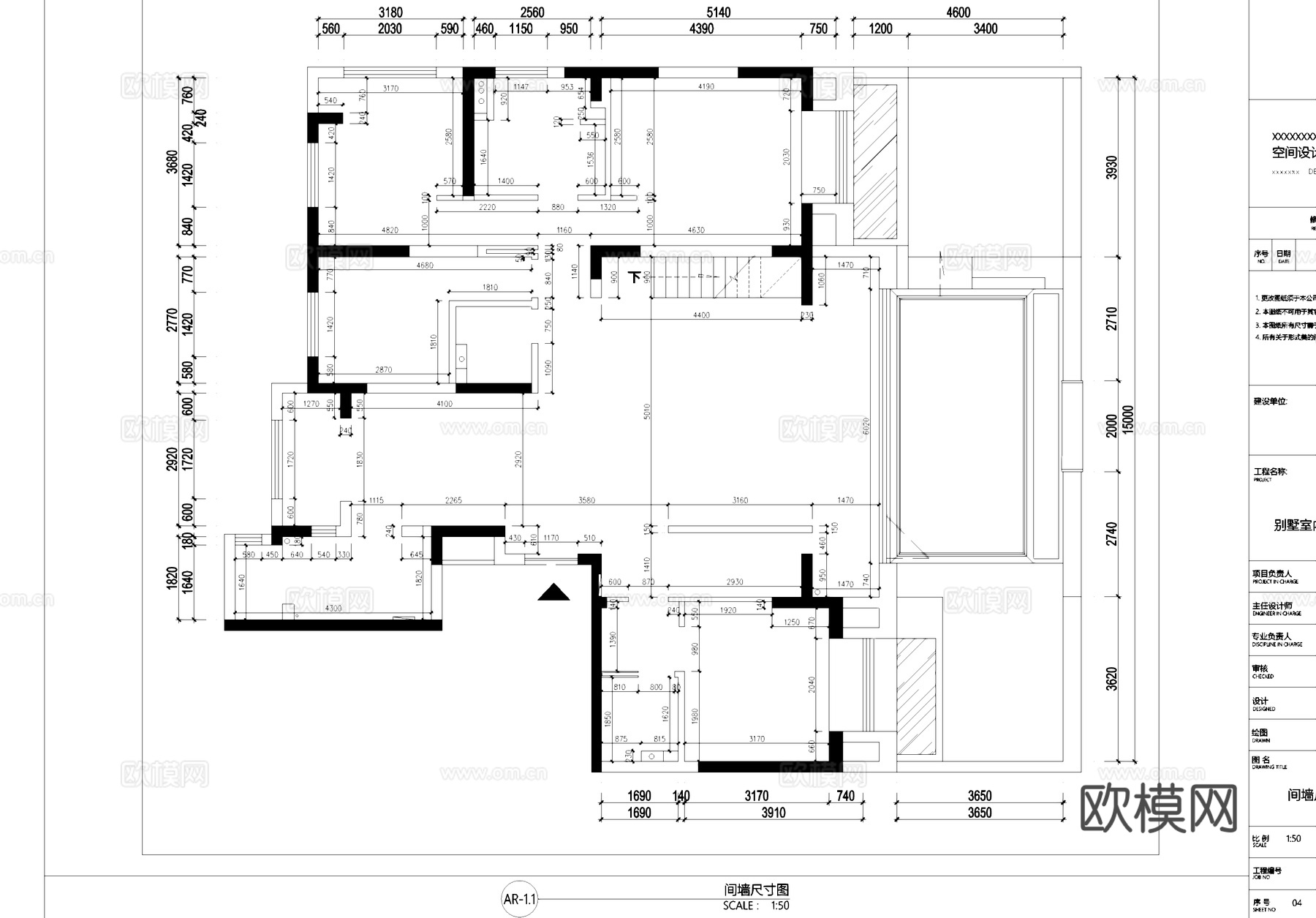别墅室内家装平面系统图CAD施工图cad施工图