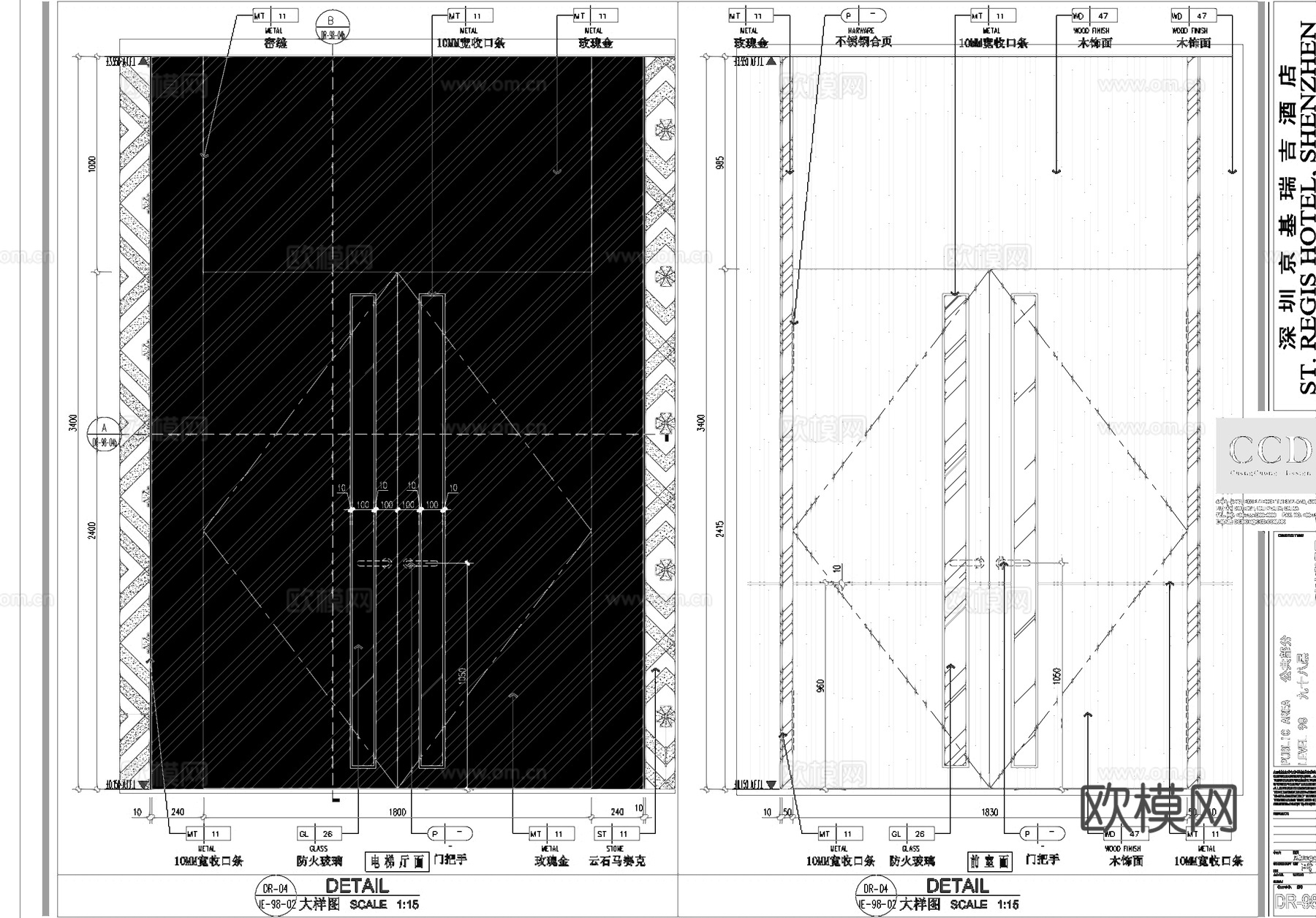 意大利餐厅门表门节点大样详图CAD施工图cad施工图