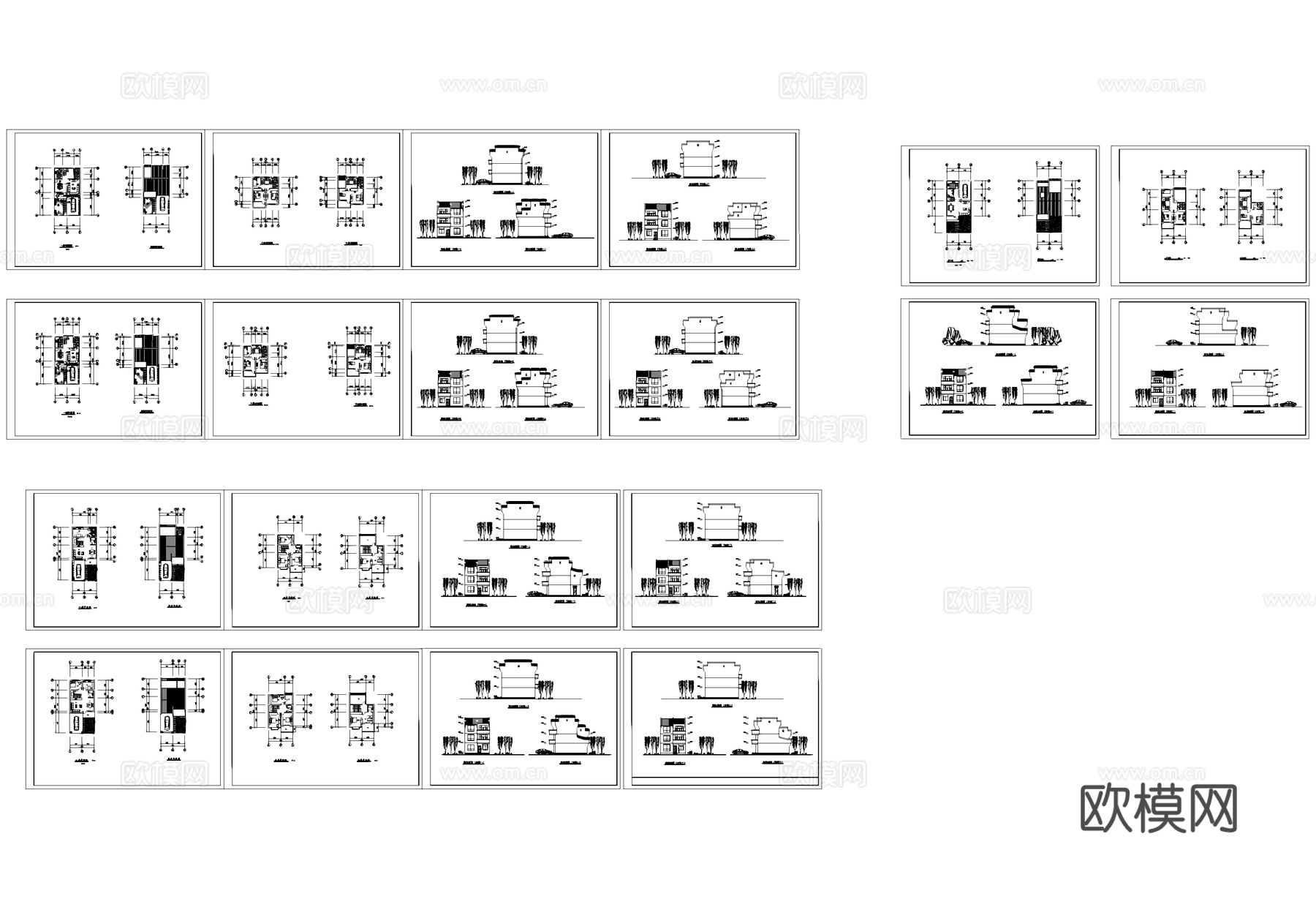 徽派三层别墅建筑CAD施工图cad施工图