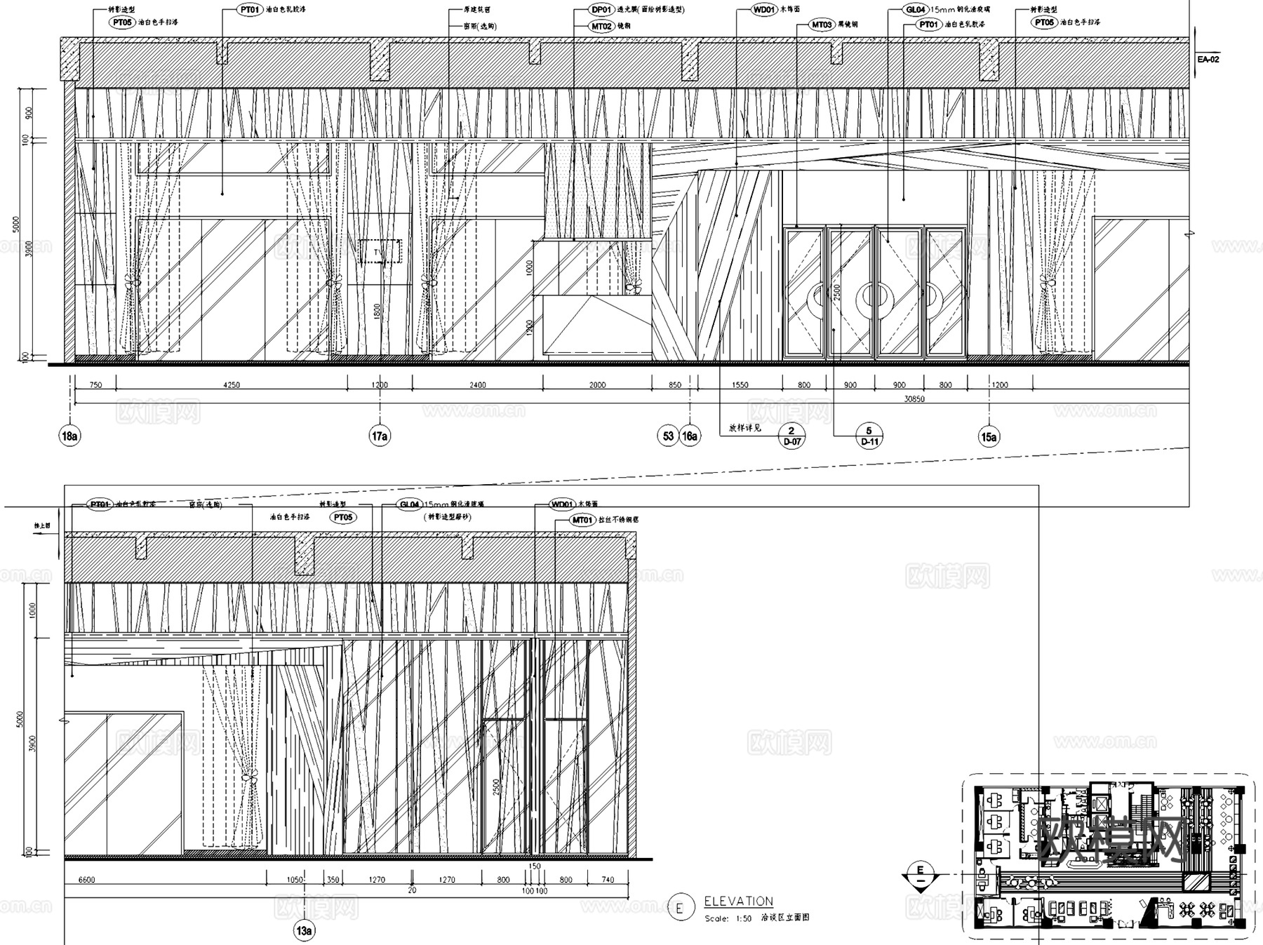 四洲蜜方售楼处接待中心室内工装CAD施工图cad施工图