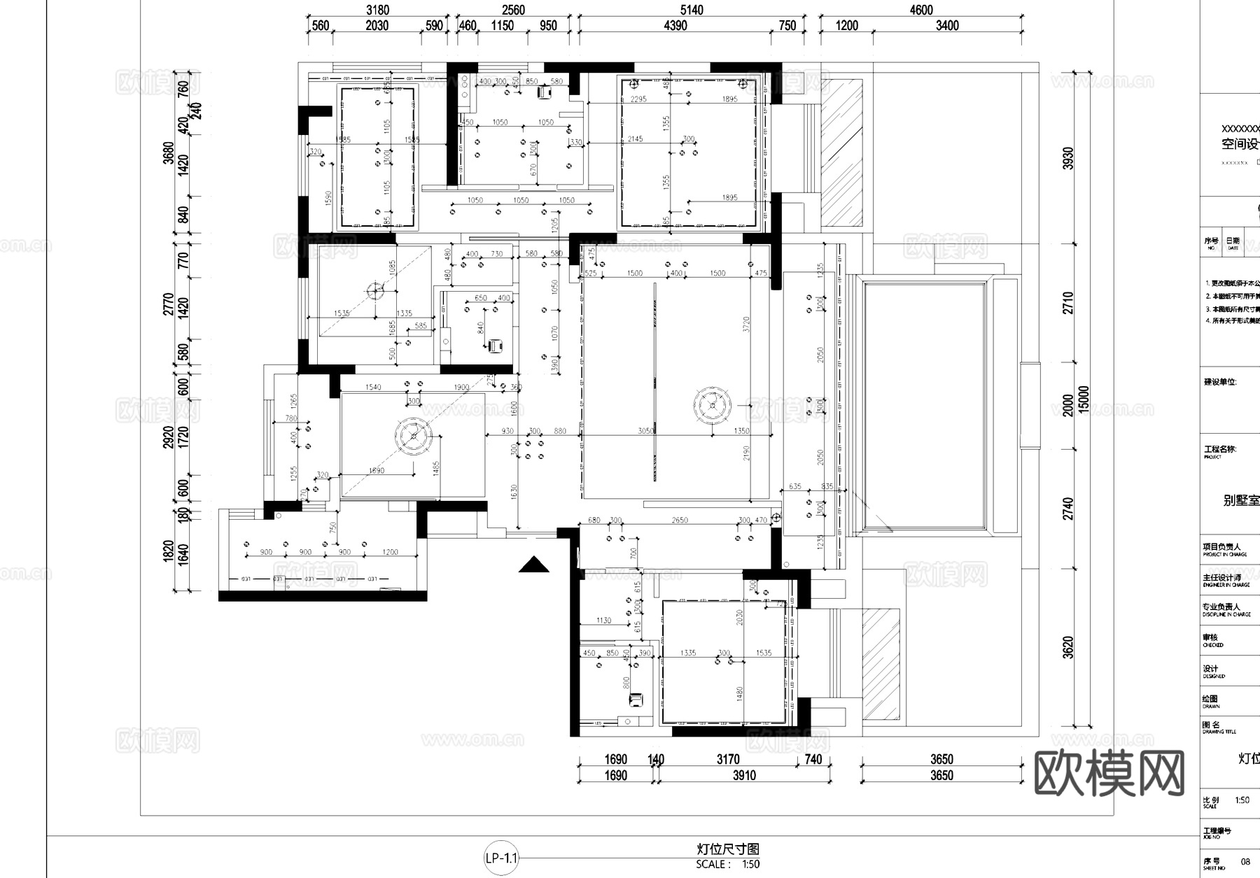 别墅室内家装平面系统图CAD施工图cad施工图