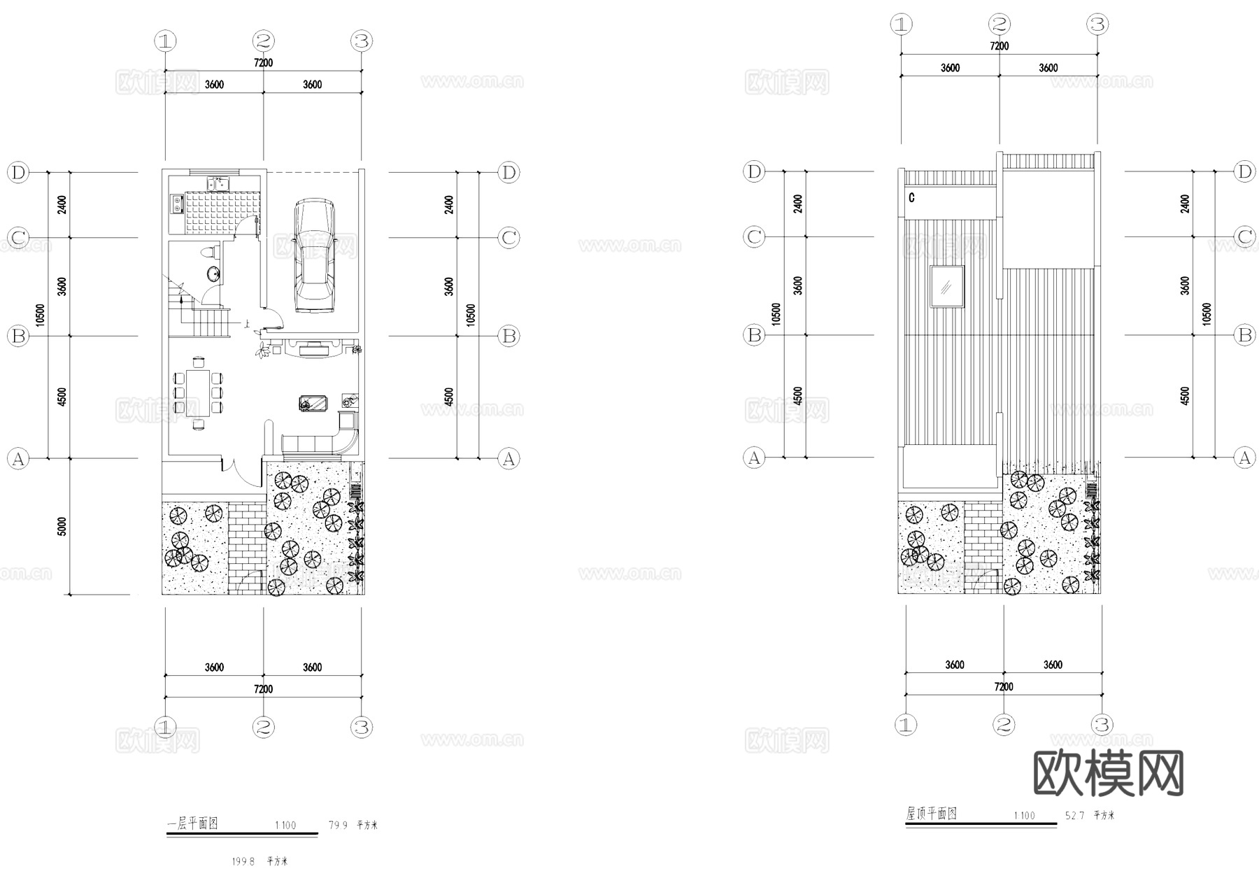 徽派三层别墅建筑CAD施工图cad施工图