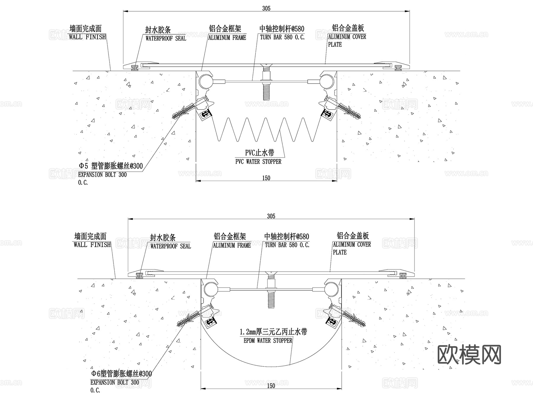 变形缝沉降缝抗震缝伸缩缝地震缝CAD施工图集 18套cad施工图