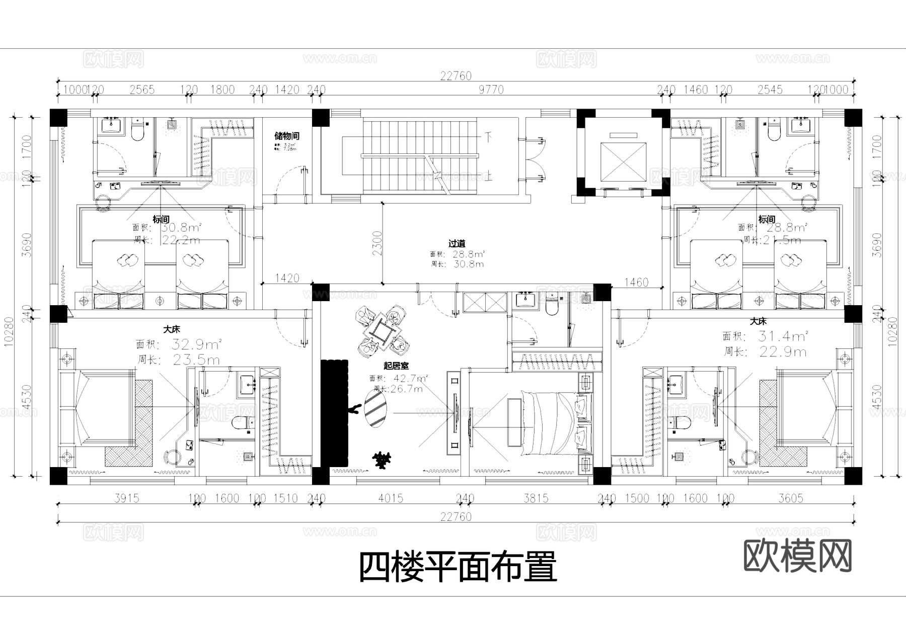 民宿酒店室内工装平面图CAD施工图cad施工图