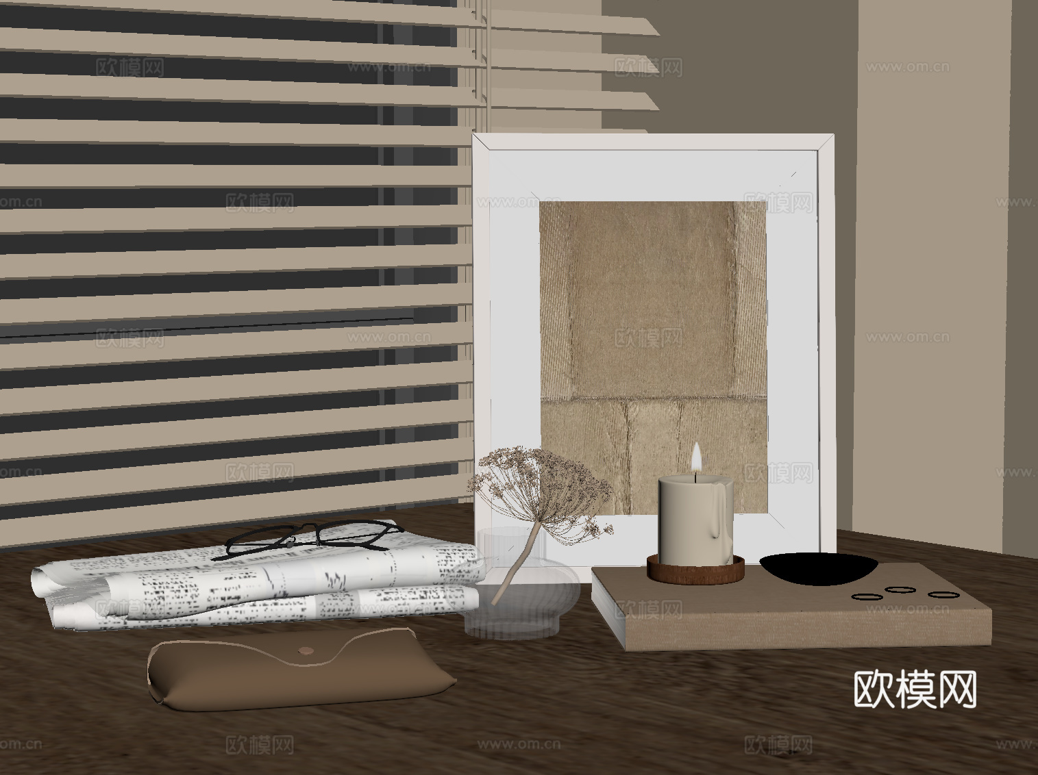 中古风饰品摆件 挂画su模型