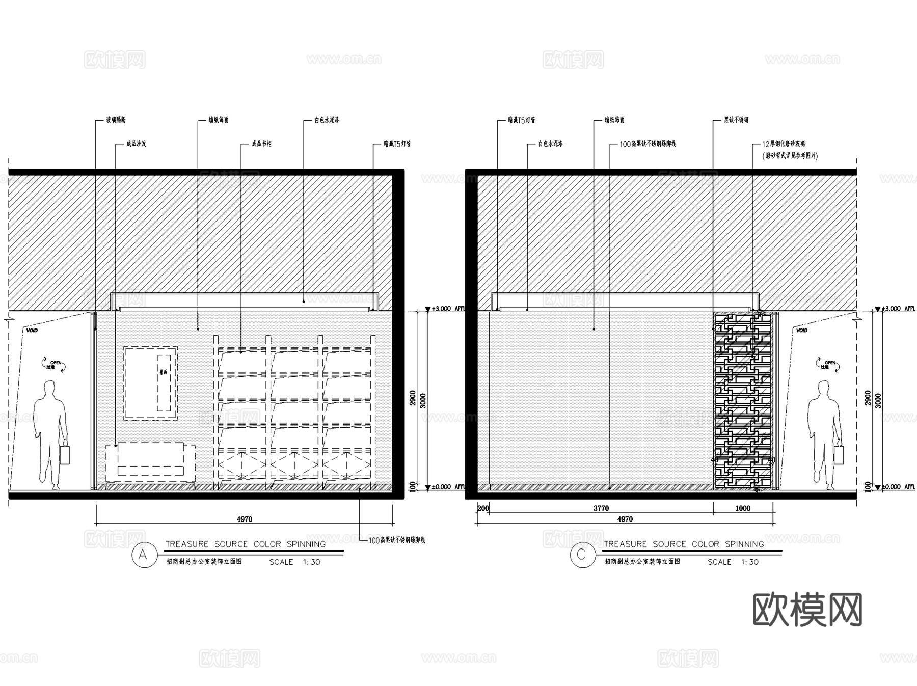 福清裕荣汇售楼中心室内工装CAD施工图整套cad施工图